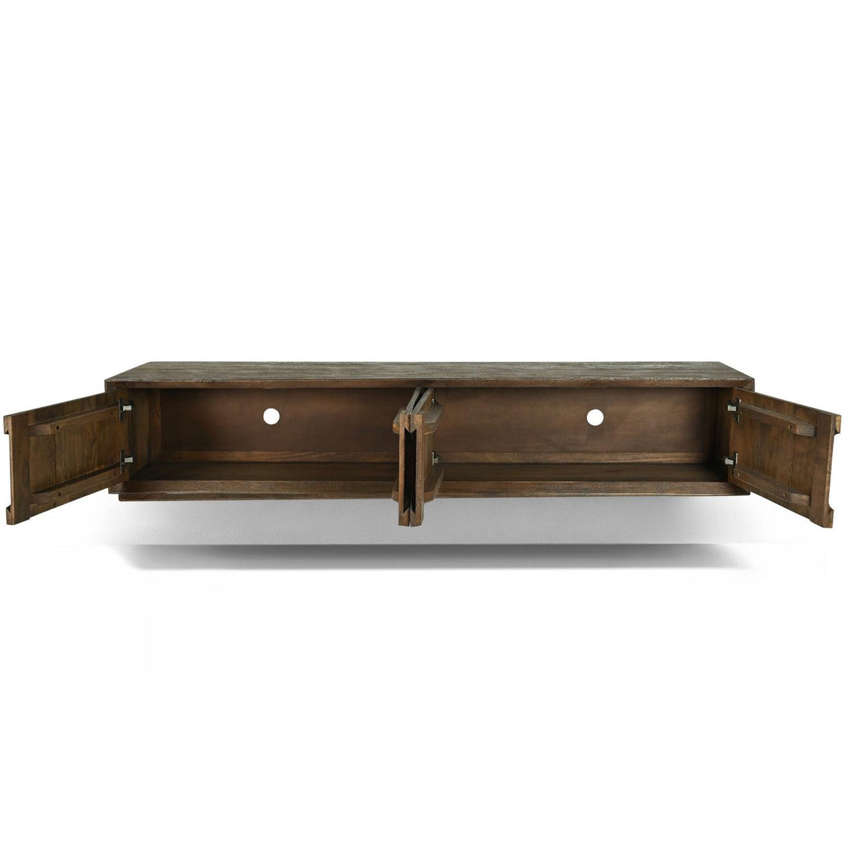 TV-Lowboard Cortez schwebend aus Mangholz 180cm - Dunkelbraun-TV-lowboards-Livingfurn-le canapé