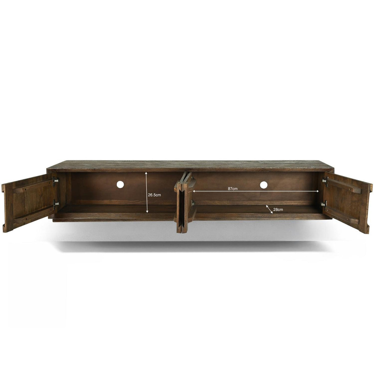 TV-Lowboard Cortez schwebend aus Mangholz 180cm - Dunkelbraun-TV-lowboards-Livingfurn-le canapé