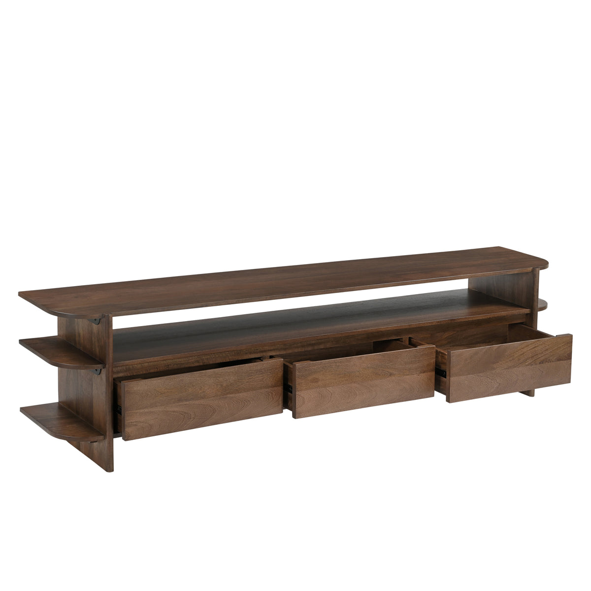 TV-Lowboard Jade 200cm aus Massivholz mit 3 Schubladen - Braun-TV-lowboards-Benoa-le canapé