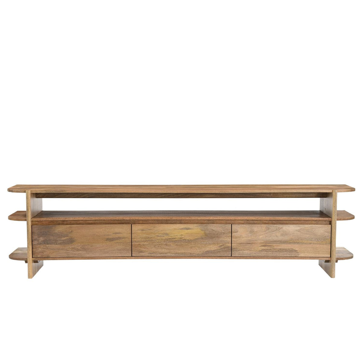 TV-Lowboard Jade 200cm aus Massivholz mit 3 Schubladen - Hellbraun-TV-lowboards-Benoa-le canapé