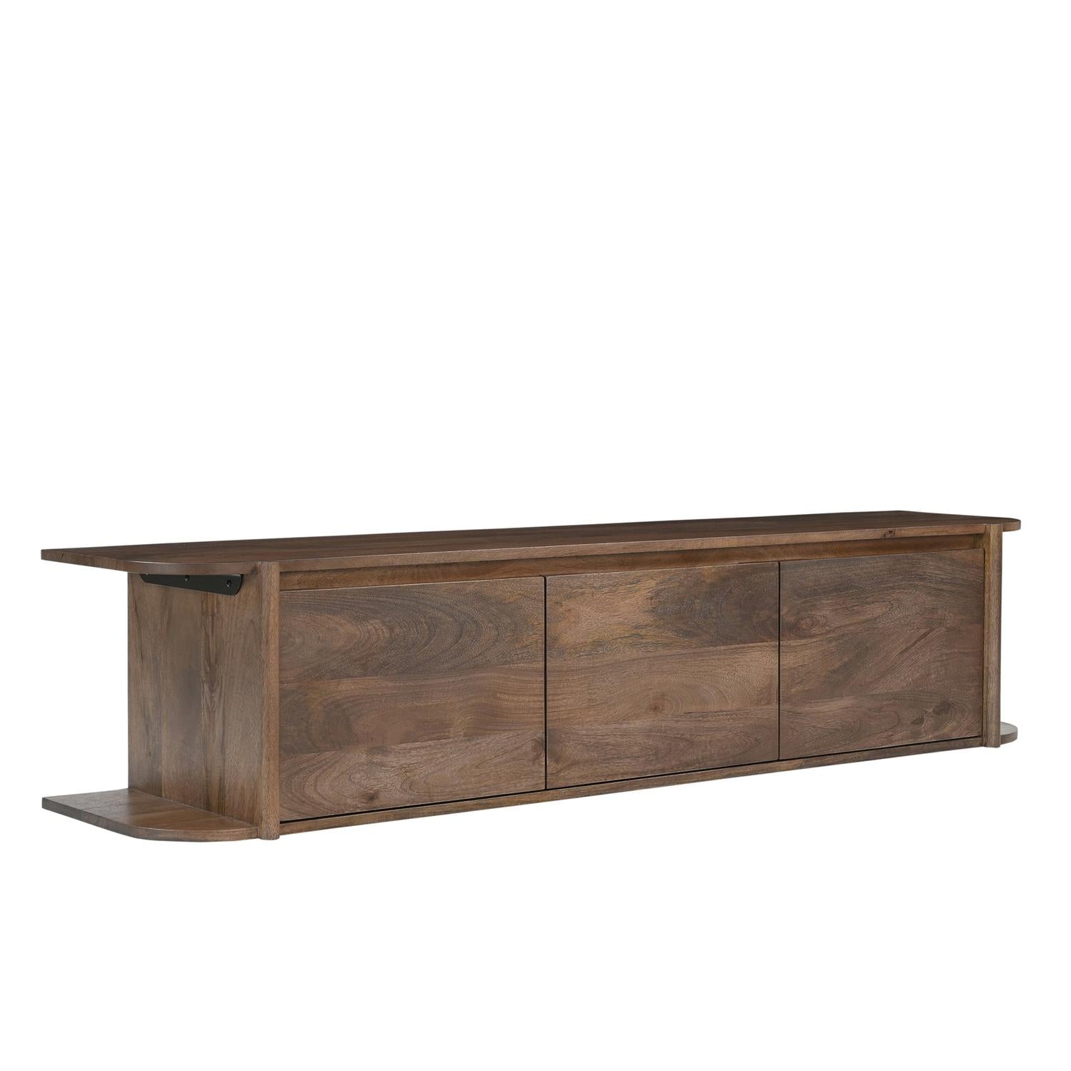TV-Lowboard Jade schwebend aus Mangoholz 160cm - Dunkelbraun-TV-lowboards-Benoa-le canapé