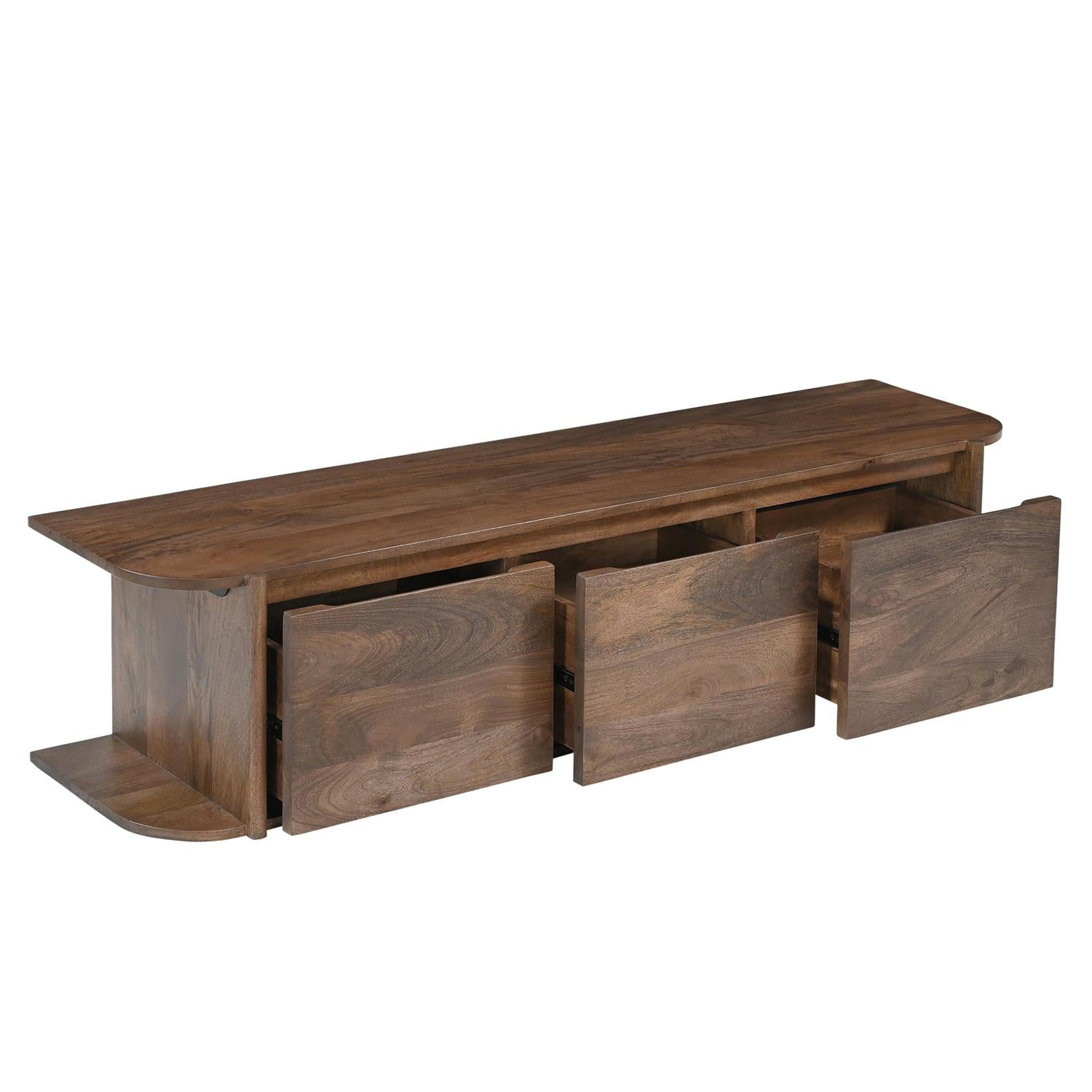 TV-Lowboard Jade schwebend aus Mangoholz 160cm - Dunkelbraun-TV-lowboards-Benoa-le canapé