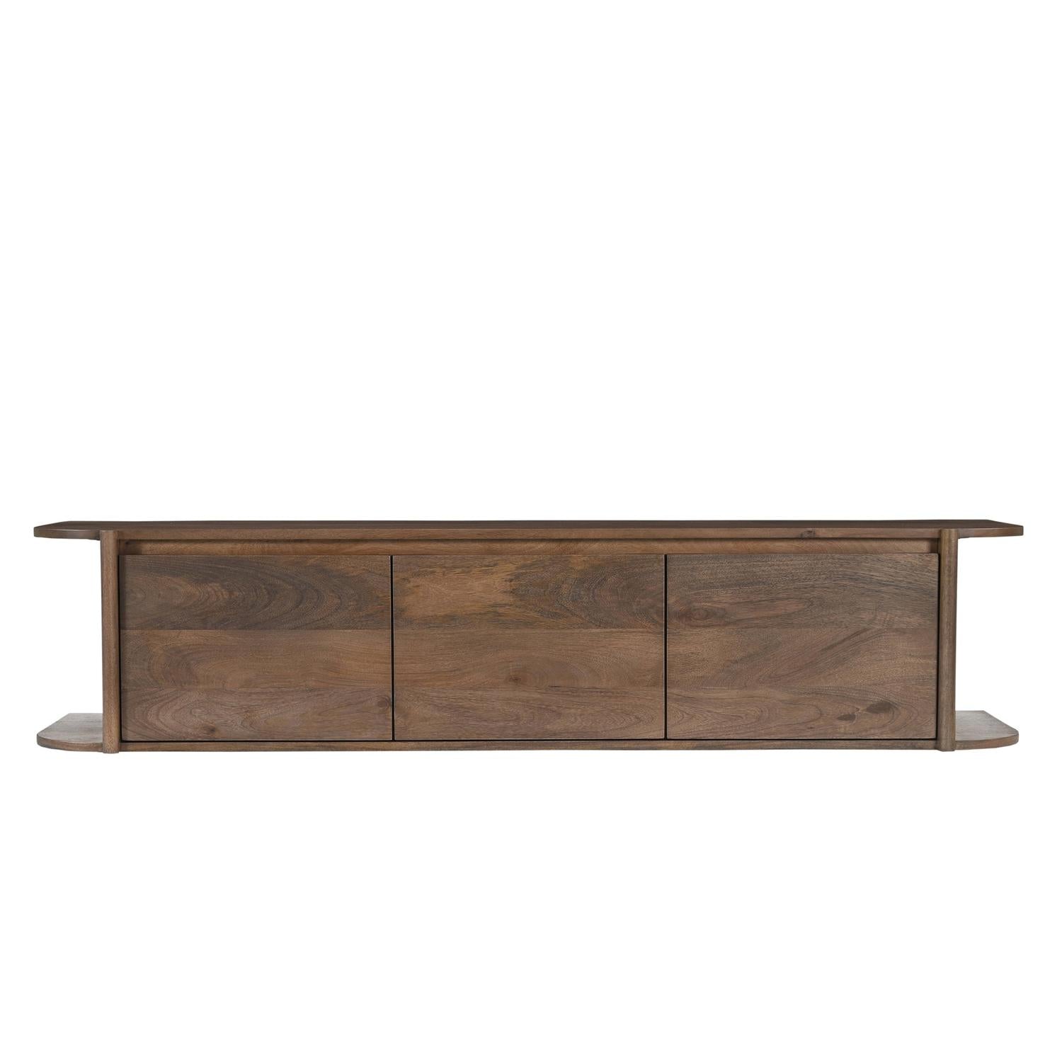TV-Lowboard Jade schwebend aus Mangoholz 160cm - Dunkelbraun-TV-lowboards-Benoa-le canapé