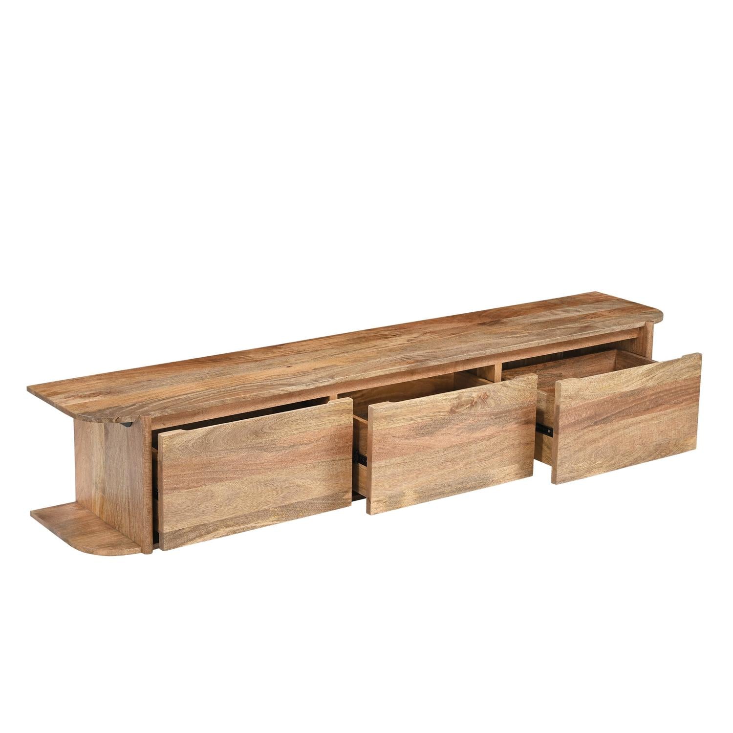TV-Lowboard Jade schwebend aus Mangoholz 200cm - Hellbraun-TV-lowboards-Benoa-le canapé