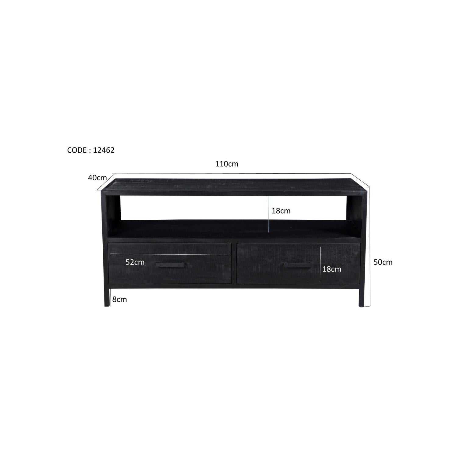 TV-Lowboard Kala aus Mangoholz 120*40cm - Schwarz-TV-lowboards-Livingfurn-le canapé