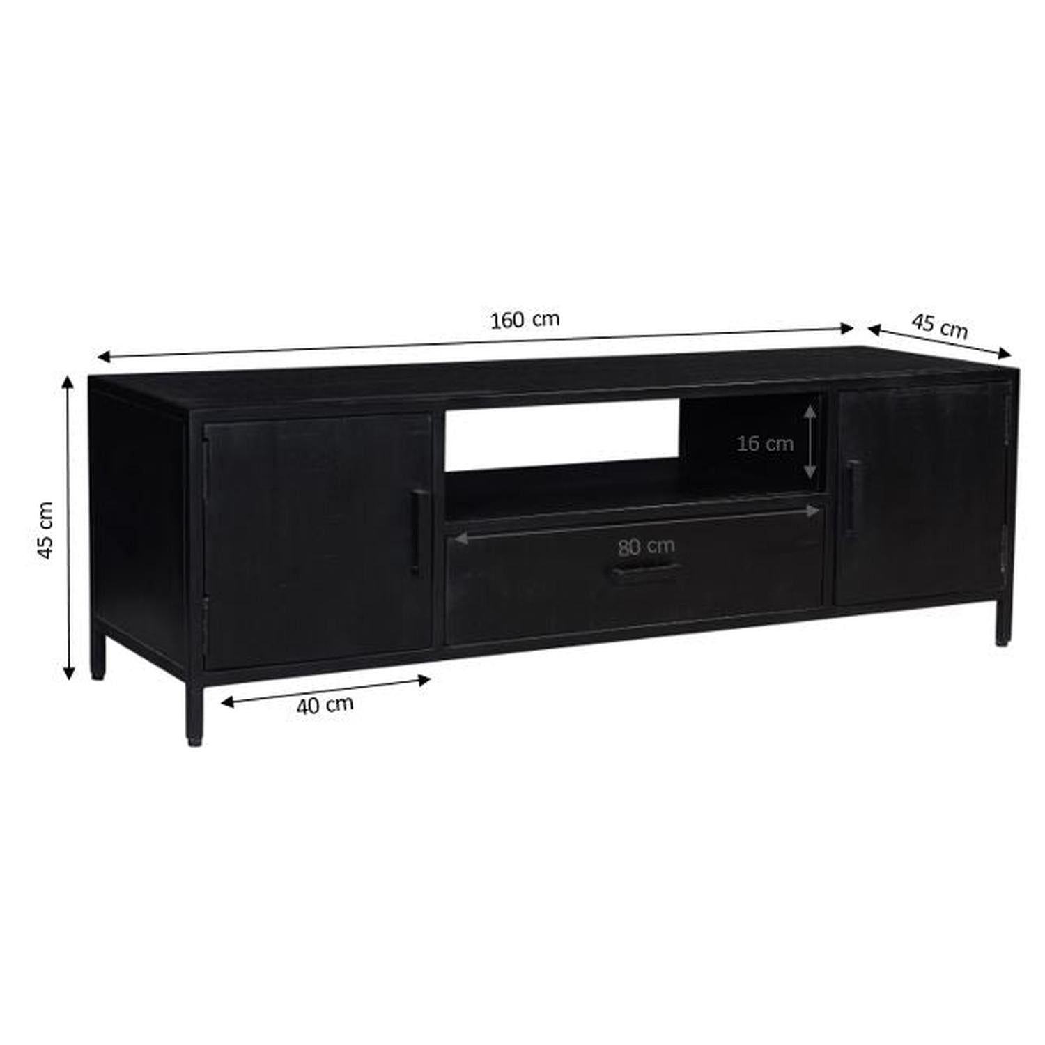 TV-Lowboard Kala aus Mangoholz 160*45cm - Schwarz-TV-lowboards-Livingfurn-le canapé