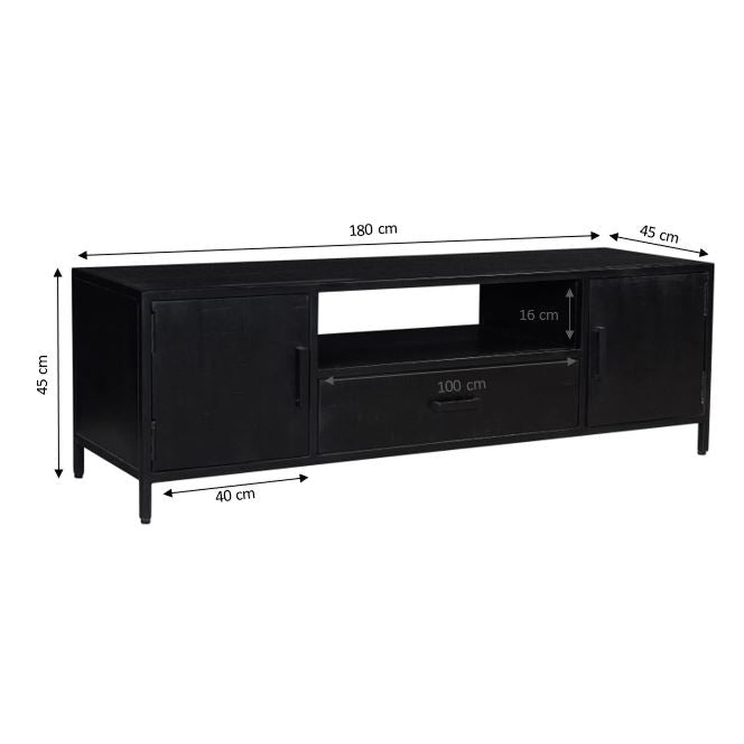 TV-Lowboard Kala aus Mangoholz 180*40cm - Schwarz-TV-lowboards-Livingfurn-le canapé