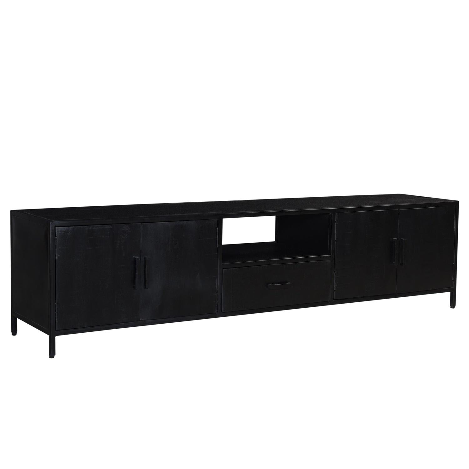 TV-Lowboard Kala aus Mangoholz 220*40cm - Schwarz-TV-lowboards-Livingfurn-le canapé