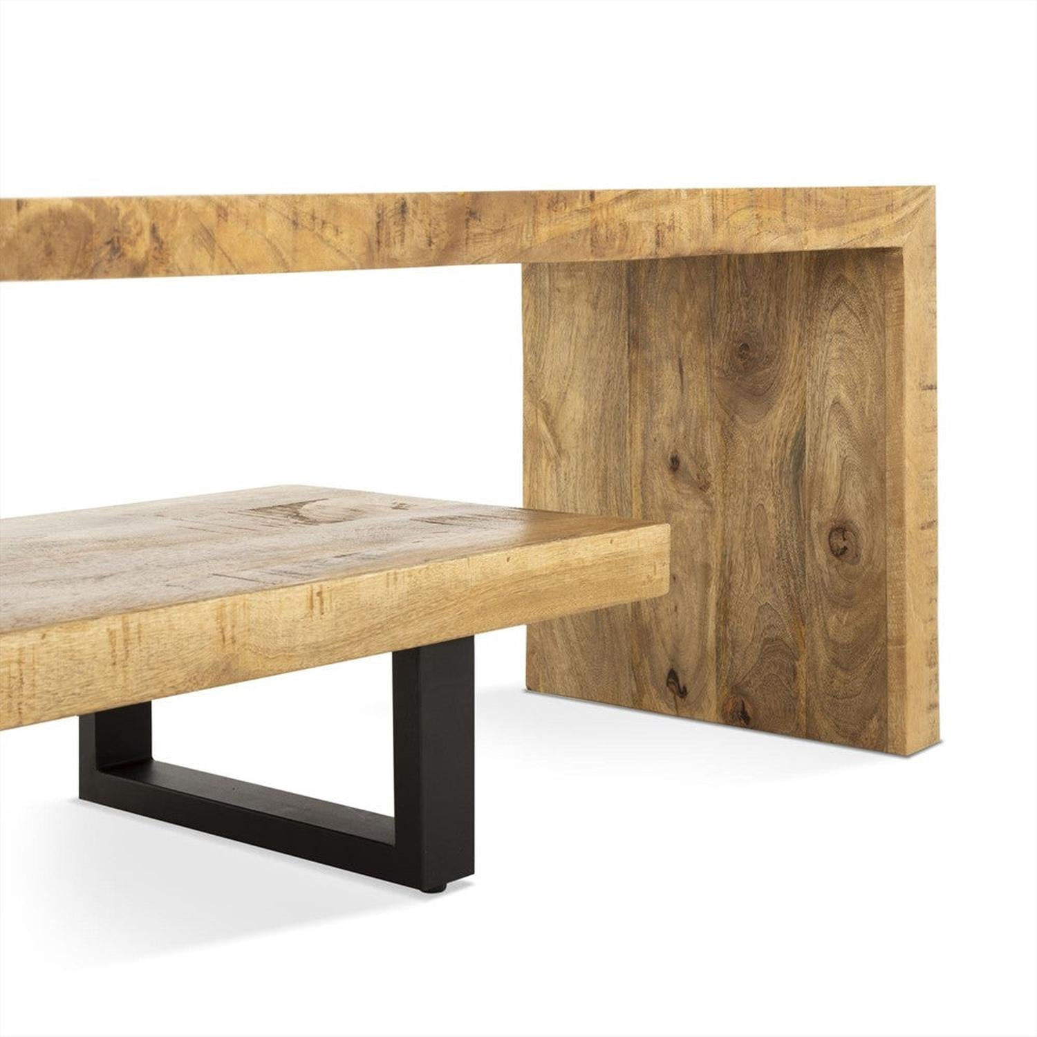 TV-Lowboard Kelly aus Mangoholz 140cm - Hellbraun-TV-lowboards-Benoa-le canapé
