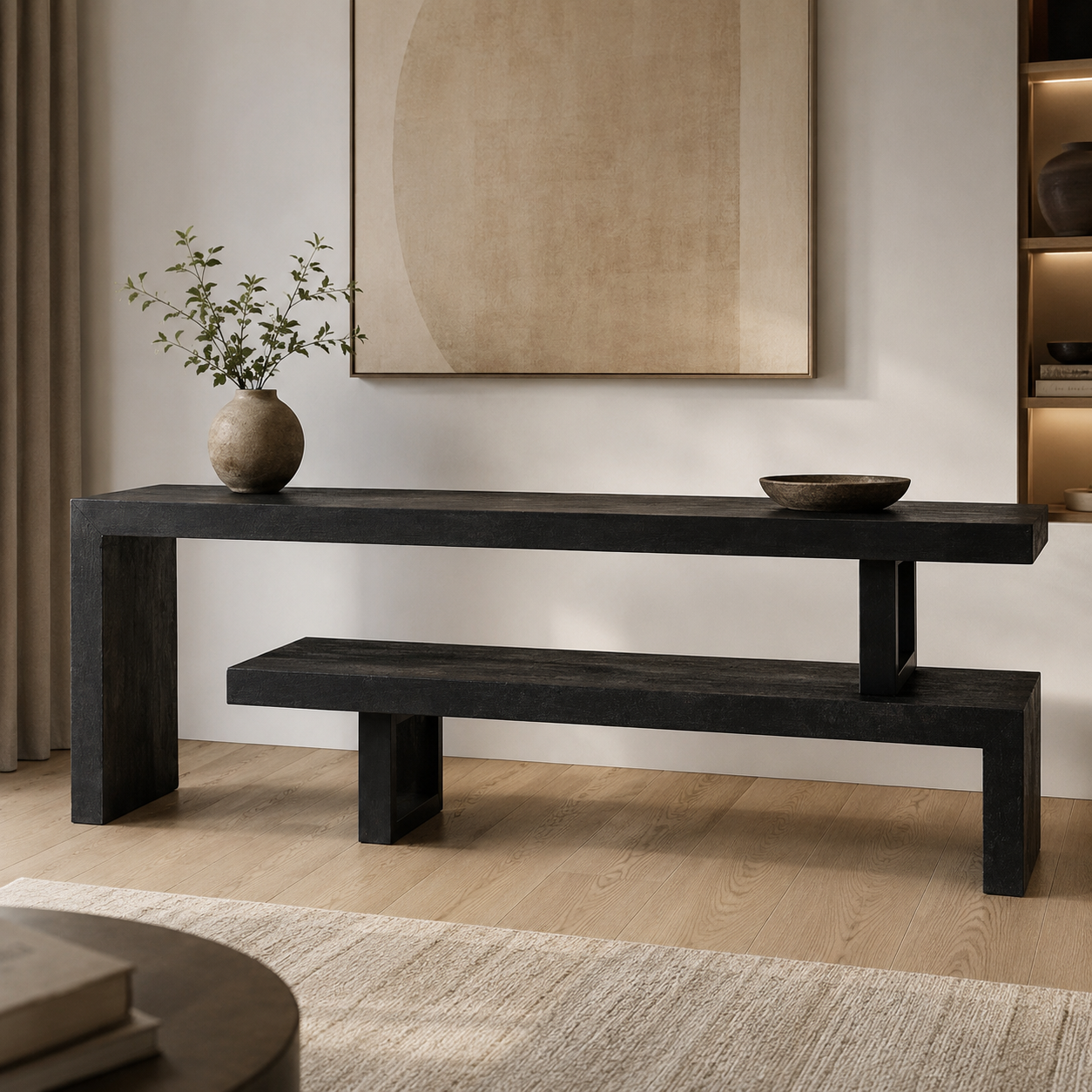 TV-Lowboard Kelly aus Mangoholz 140cm - Schwarz-TV-lowboards-Benoa-le canapé