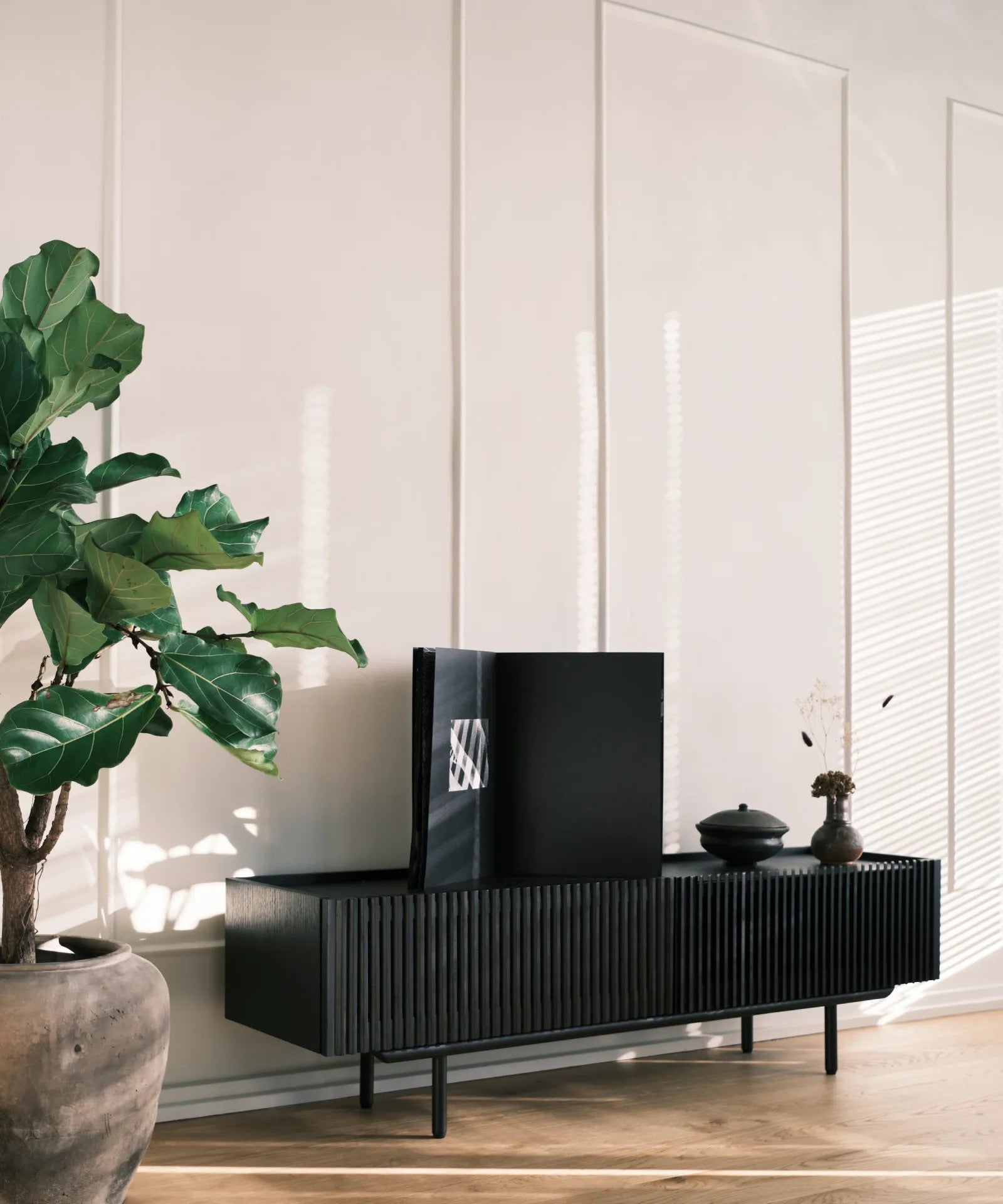 TV-Lowboard Louvre 145cm - Eiche Schwarz-TV-lowboards-Njordec-le canapé