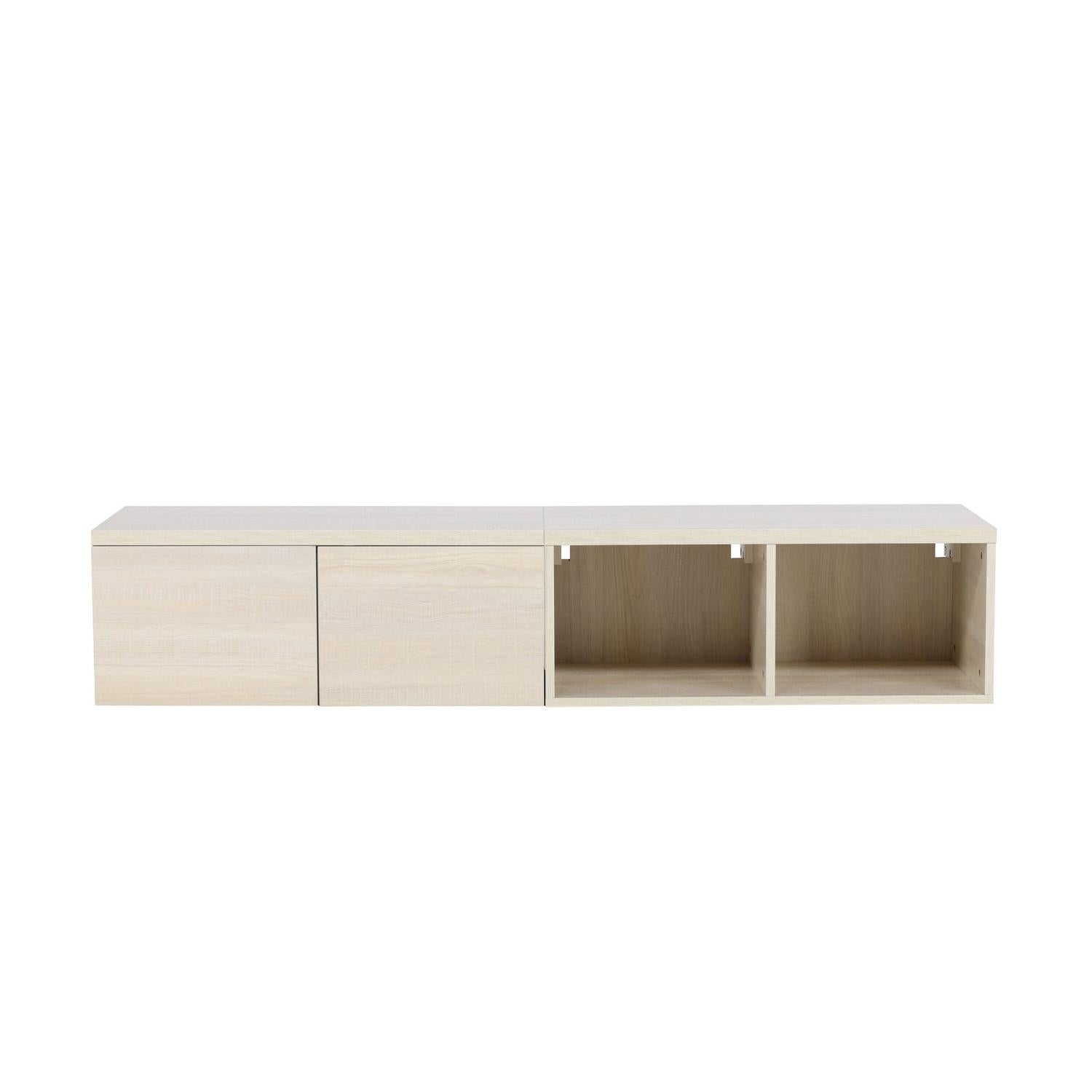 TV-Lowboard Nomi aus Holzwerkstoff 180x35cm - Cremeweiß-TV-lowboards-Venture Home-le canapé