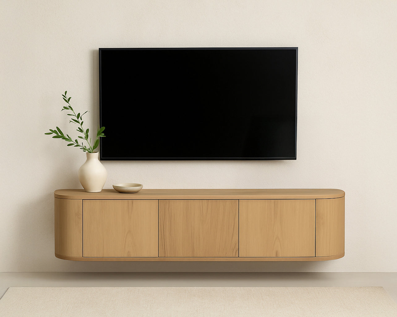TV-Lowboard Novero schwebend 180cm - Hellbraun-TV-lowboards-Livingfurn-le canapé