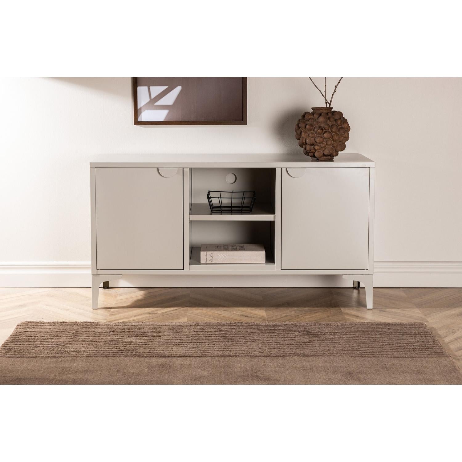 TV-Lowboard Piring 120cm aus Metall - Beige-TV-lowboards-Venture Home-le canapé