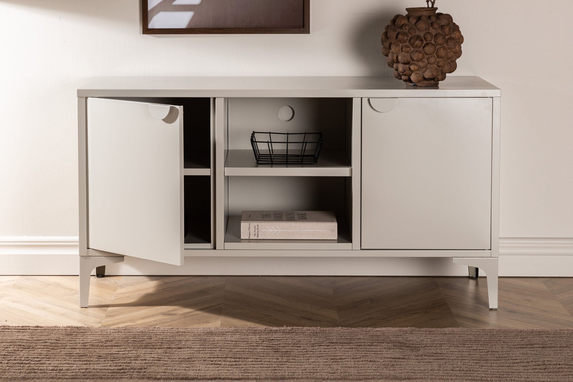 TV-Lowboard Piring 120cm aus Metall - Beige-TV-lowboards-Venture Home-le canapé