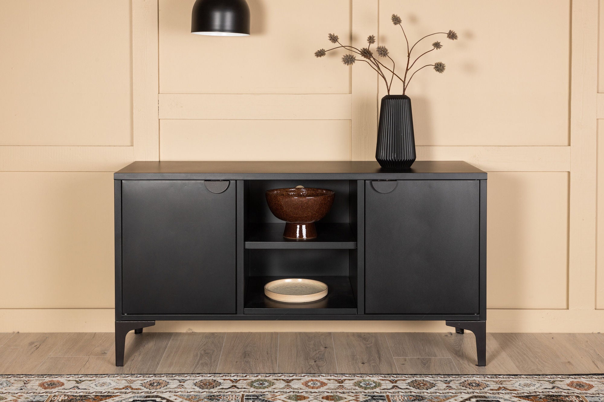 TV-Lowboard Piring 120cm - Schwarz-TV-lowboards-Venture Home-le canapé
