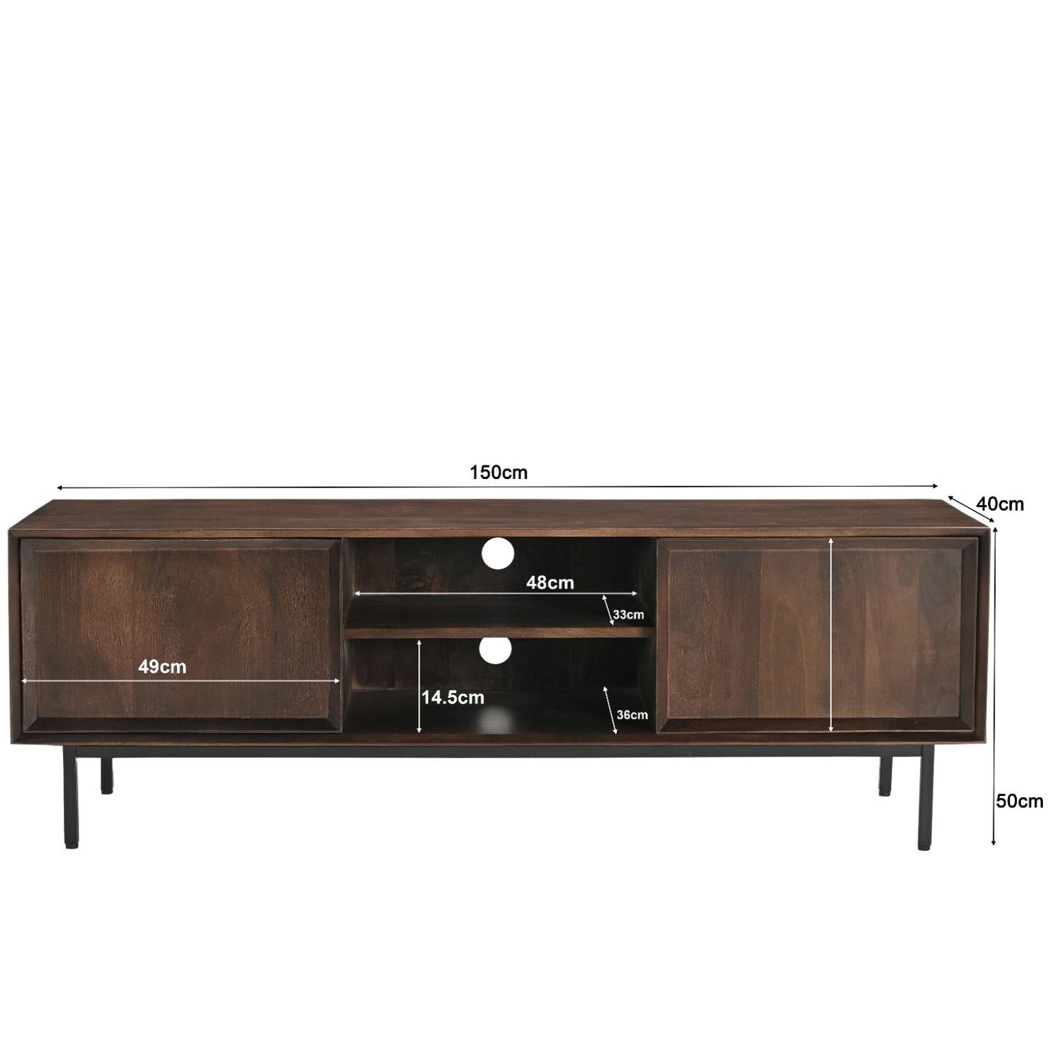 TV-Lowboard Ravenstein 150*40cm - Braun-TV-lowboards-Livingfurn-le canapé