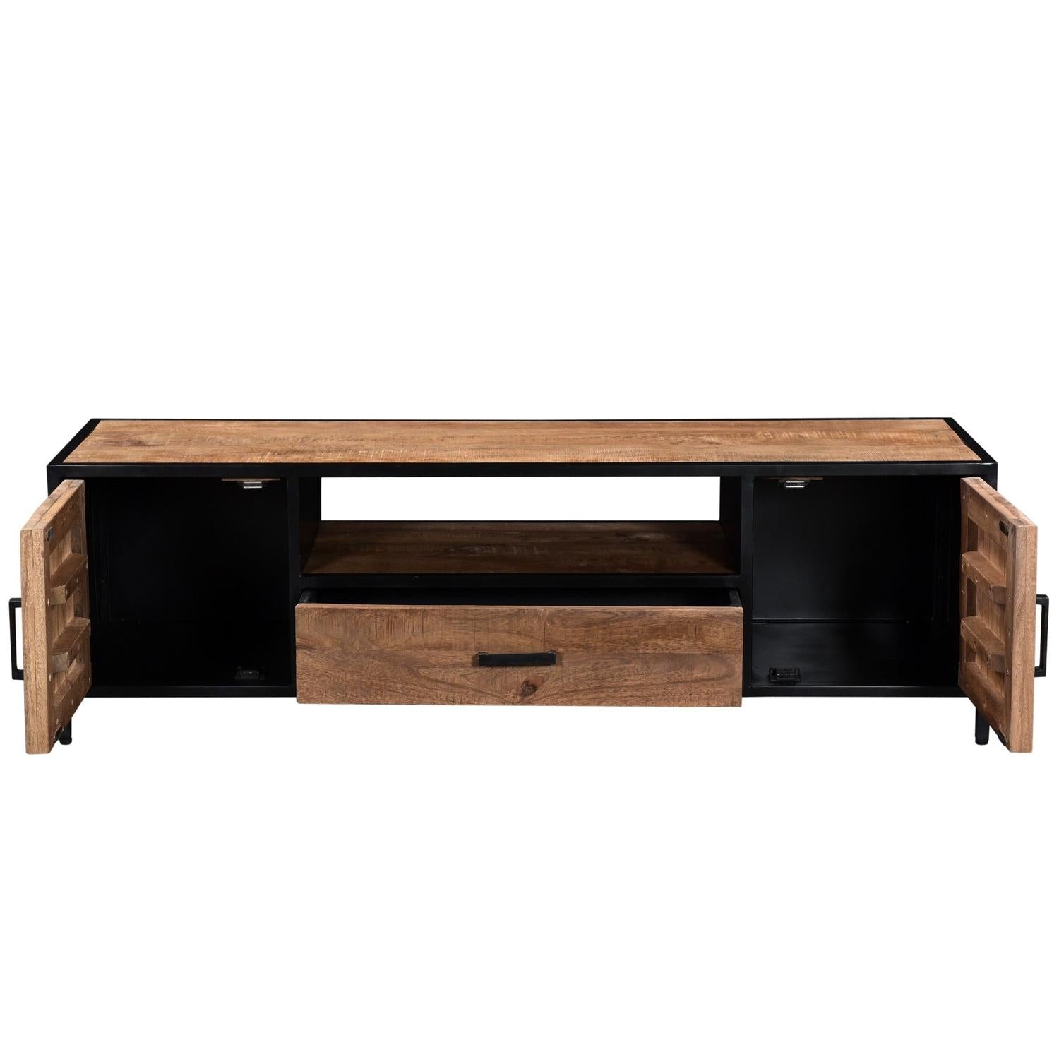 TV-Lowboard Sturdy aus Mangoholz 160*40cm - Braun-TV-lowboards-Livingfurn-le canapé