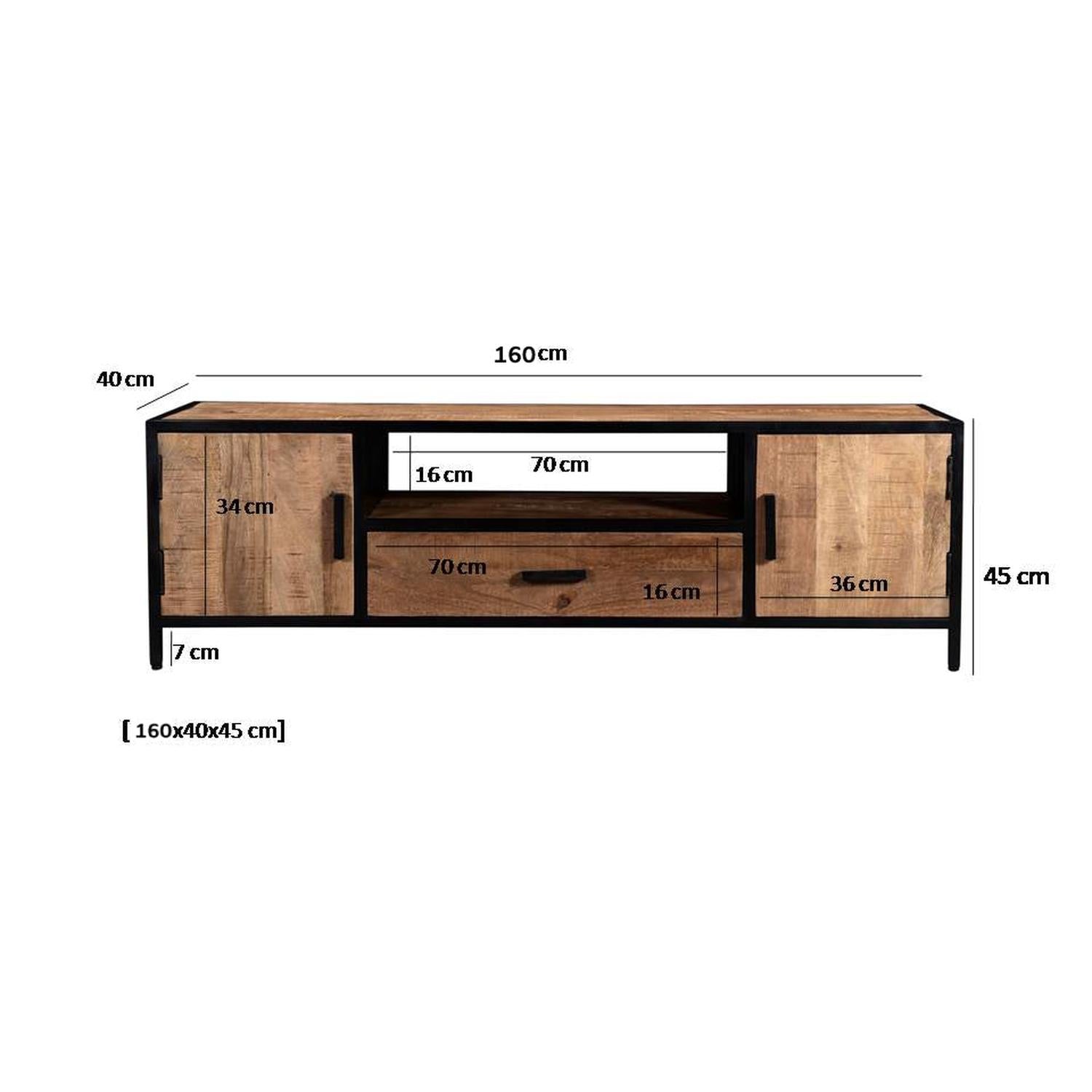 TV-Lowboard Sturdy aus Mangoholz 160*40cm - Braun-TV-lowboards-Livingfurn-le canapé