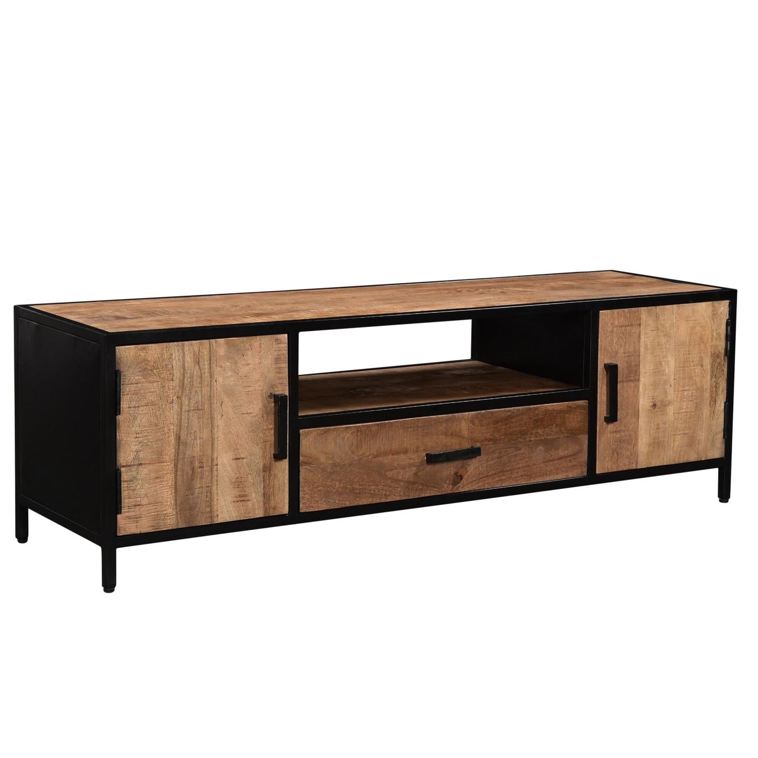 TV-Lowboard Sturdy aus Mangoholz 160*40cm - Braun-TV-lowboards-Livingfurn-le canapé