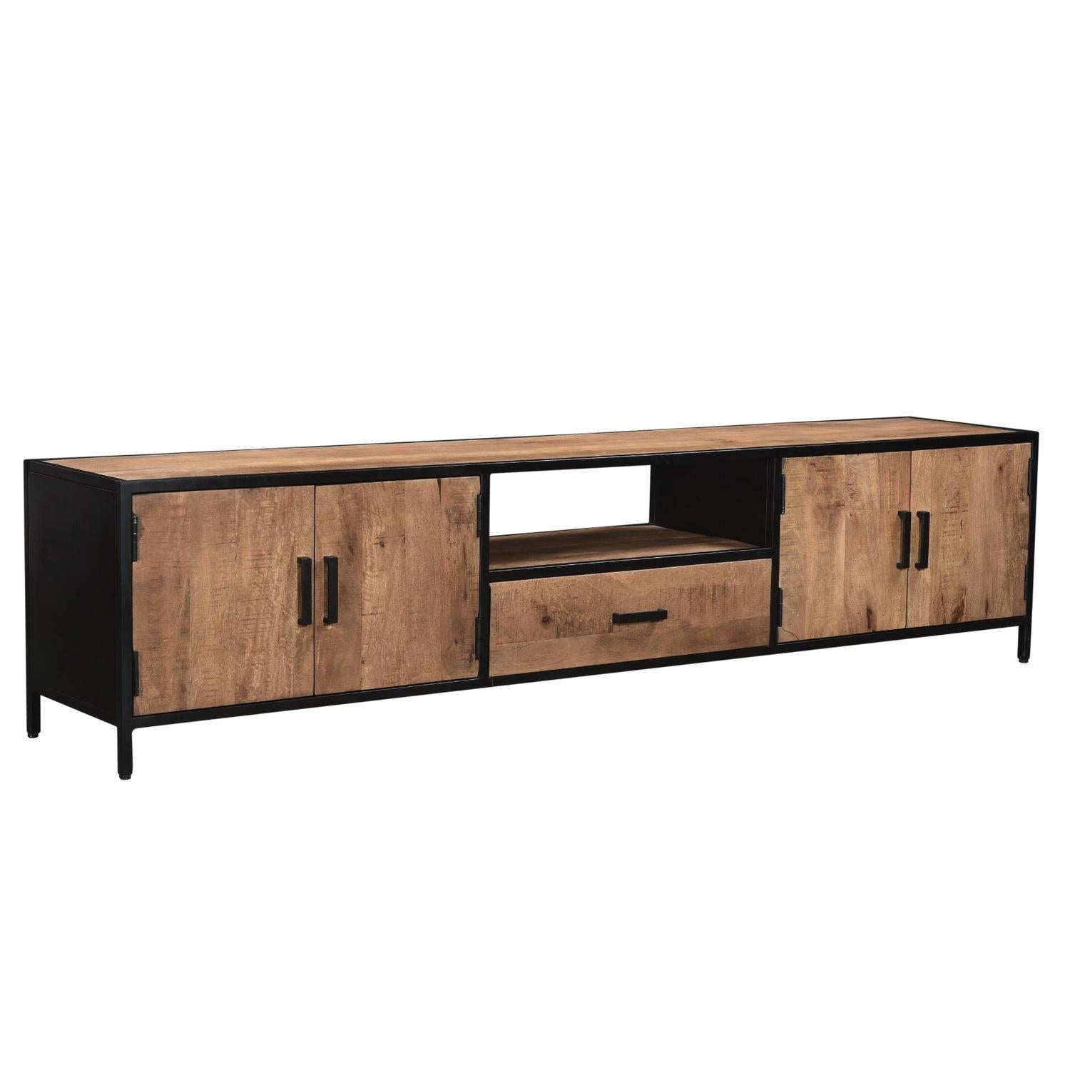 TV-Lowboard Sturdy aus Mangoholz 220*40cm - Braun-TV-lowboards-Livingfurn-le canapé