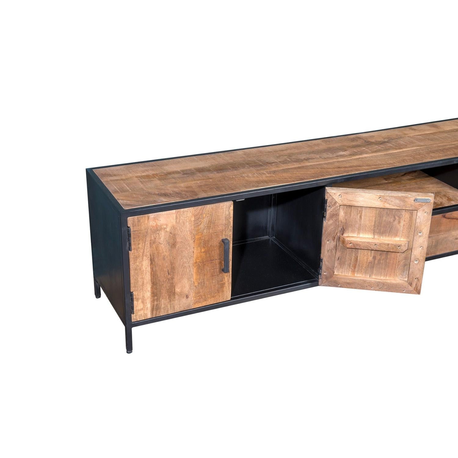 TV-Lowboard Sturdy aus Mangoholz 220*40cm - Braun-TV-lowboards-Livingfurn-le canapé