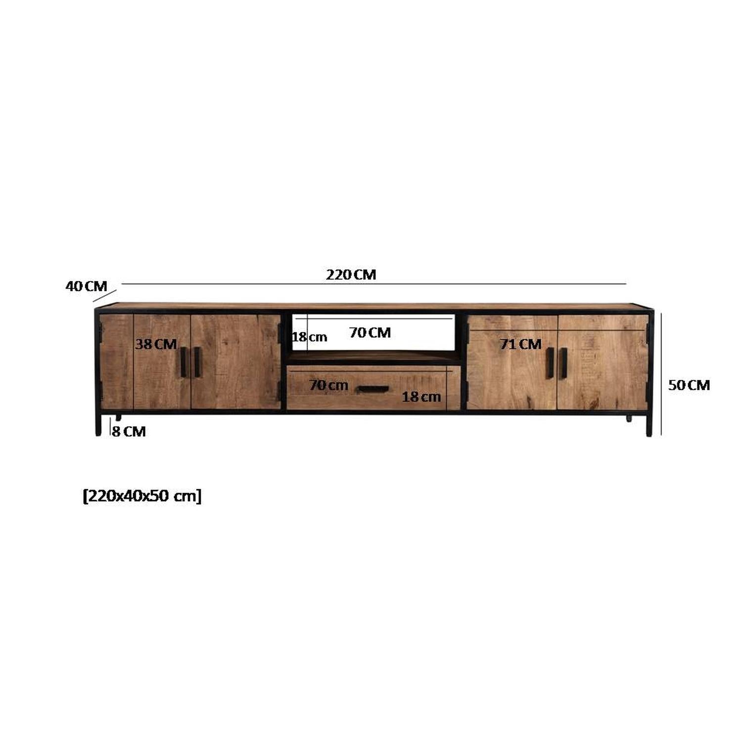 TV-Lowboard Sturdy aus Mangoholz 220*40cm - Braun-TV-lowboards-Livingfurn-le canapé