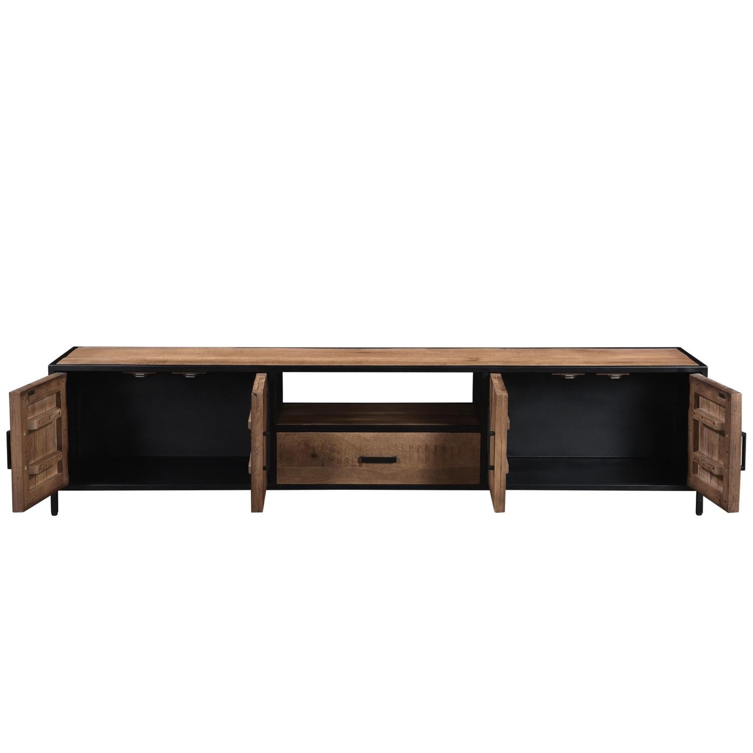 TV-Lowboard Sturdy aus Mangoholz 220*40cm - Braun-TV-lowboards-Livingfurn-le canapé