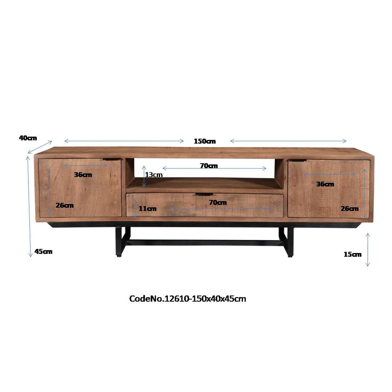 TV-Lowboard Valdez aus Mangoholz 150cm - Braun-TV-lowboards-Livingfurn-le canapé
