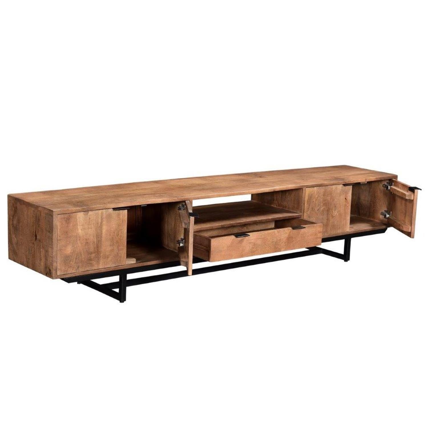 TV-Lowboard Valdez aus Mangoholz 220*40cm - Hellbraun-TV-lowboards-Livingfurn-le canapé