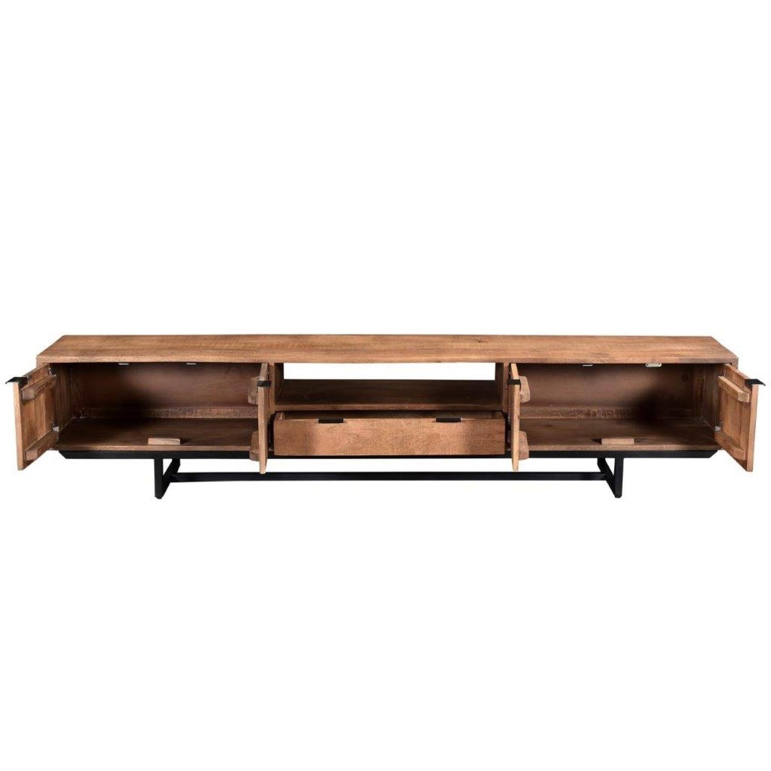 TV-Lowboard Valdez aus Mangoholz 220*40cm - Hellbraun-TV-lowboards-Livingfurn-le canapé