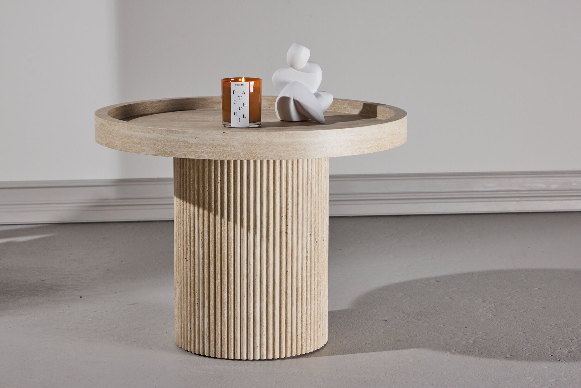 Venture Home Krille Side Table φ60x45 cm - MDF with 3D Paper / Travertinelook-Venture Home-le canapé