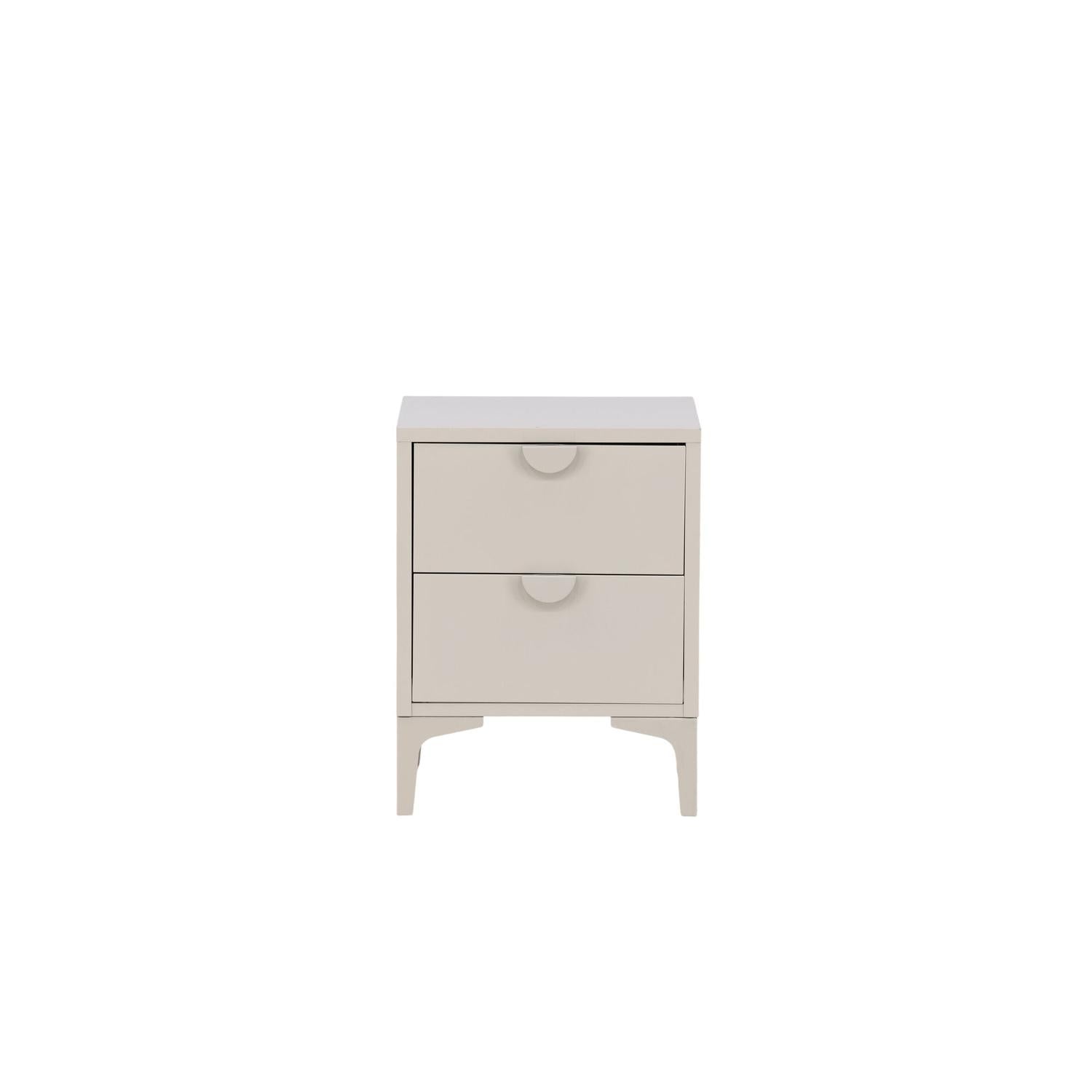 Nachttisch Piring mit 2 Schubladen aus Metall - Beige-Nachttisch-Venture Home-le canapé
