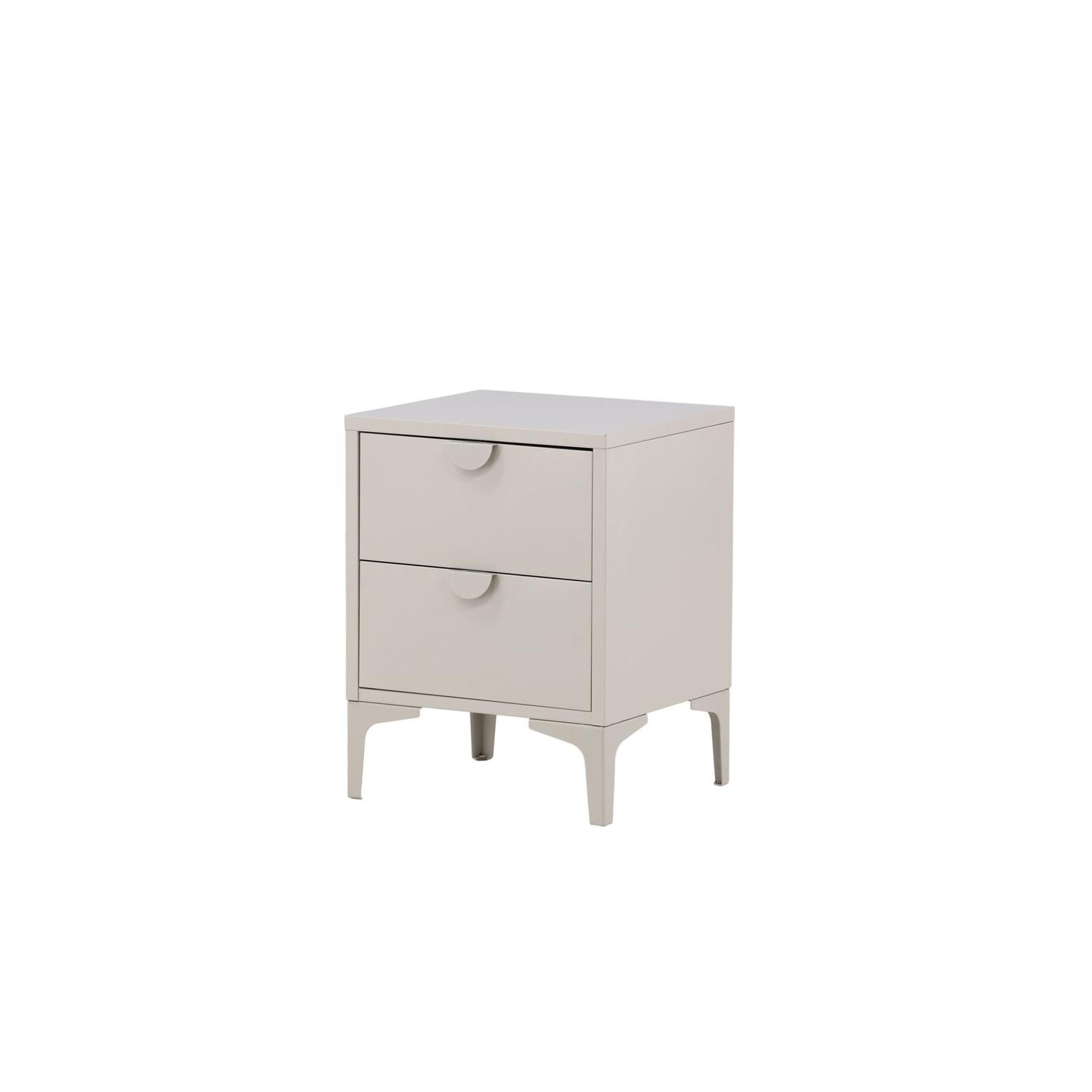 Nachttisch Piring mit 2 Schubladen aus Metall - Beige-Nachttisch-Venture Home-le canapé