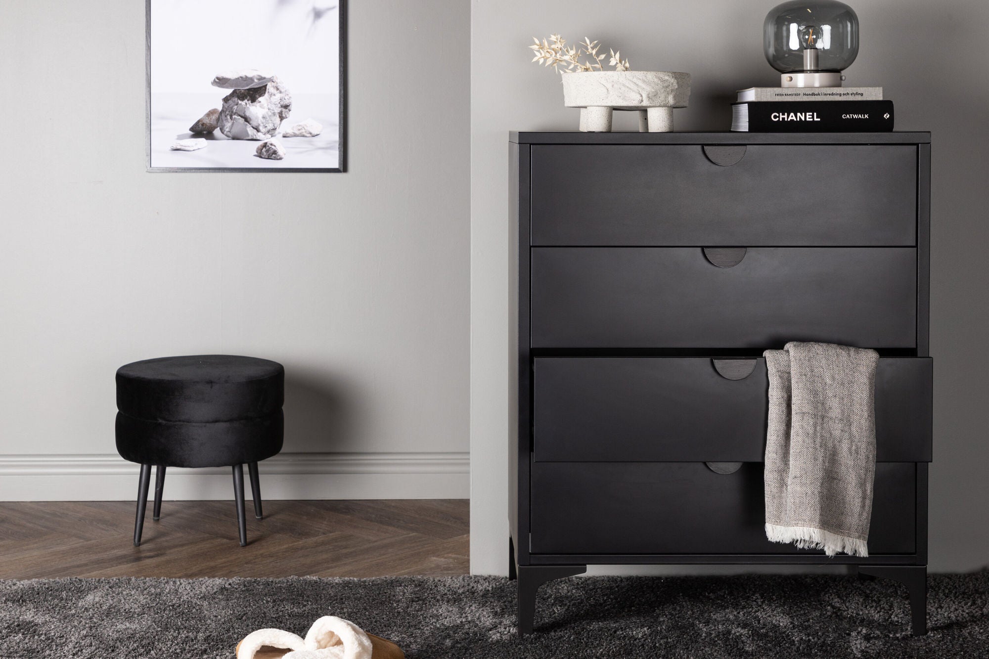 Kommode Piring mit 4 Schubladen aus Metall - Schwarz-Kommoden-Venture Home-le canapé