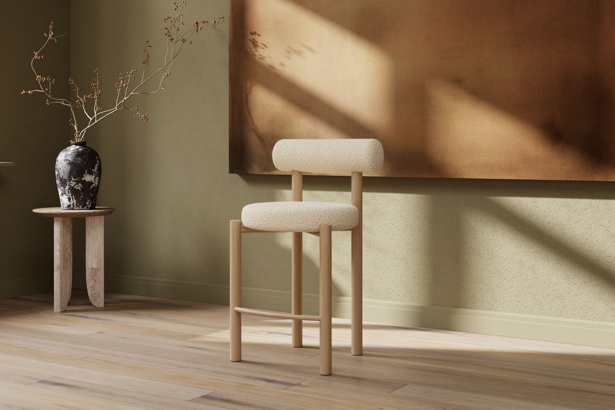 Venture Home Tillo Bar Chair 2-Pack - Steel with Woodlook 3D Paper / White Boucle-Venture Home-le canapé