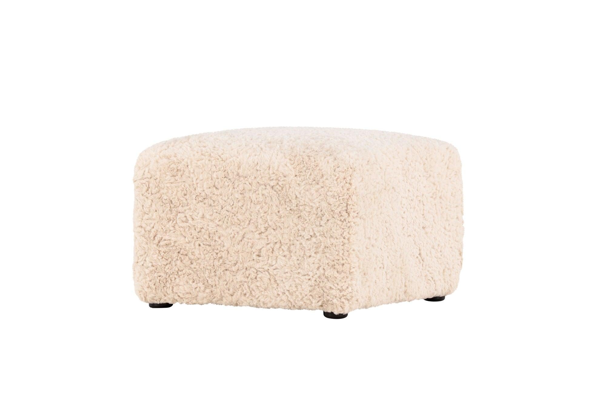 Pouf Polsterhocker Frankie 50*50cm aus Kunstfell - BeigePolsterhocker