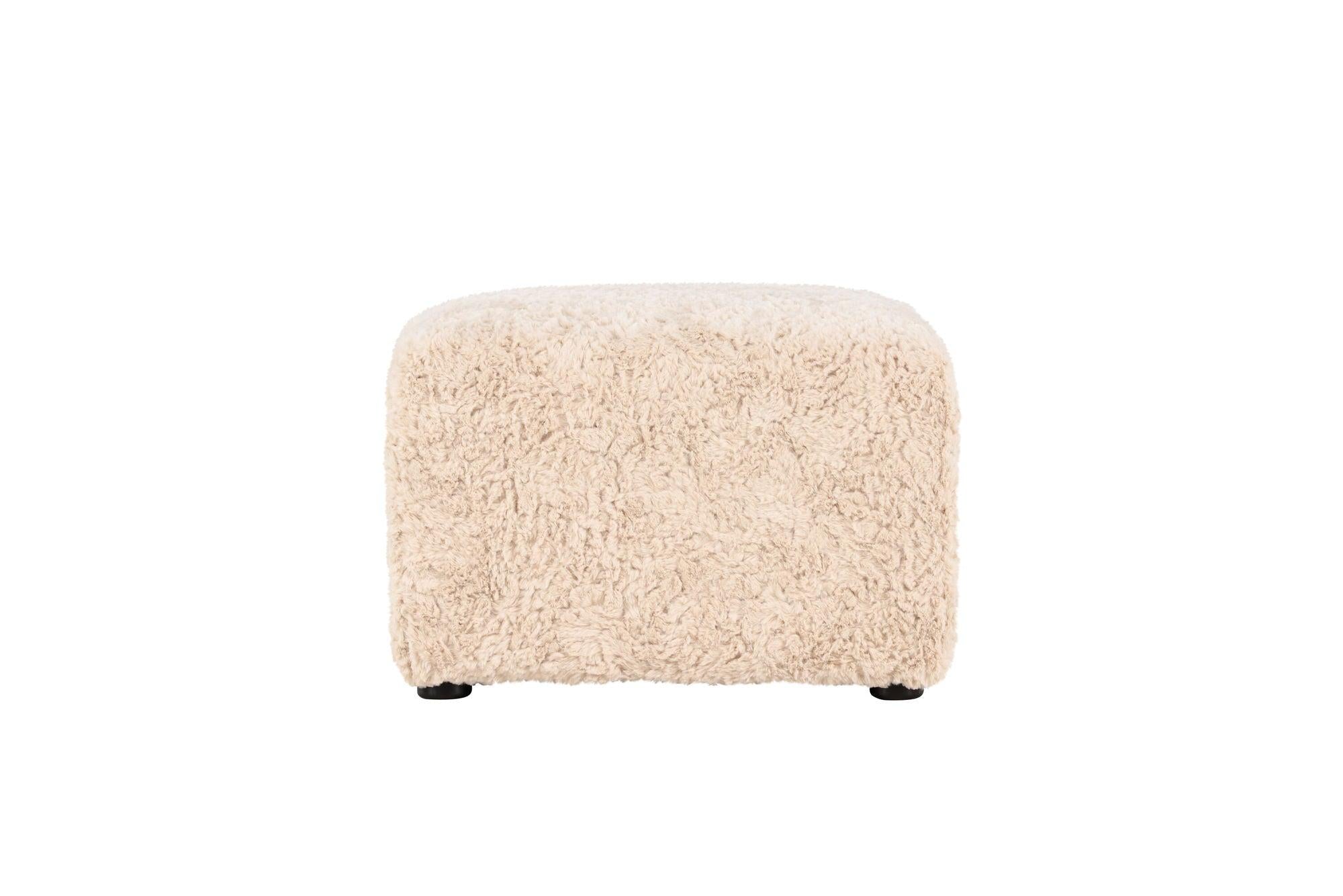 Pouf Polsterhocker Frankie 50*50cm aus Kunstfell - BeigePolsterhocker