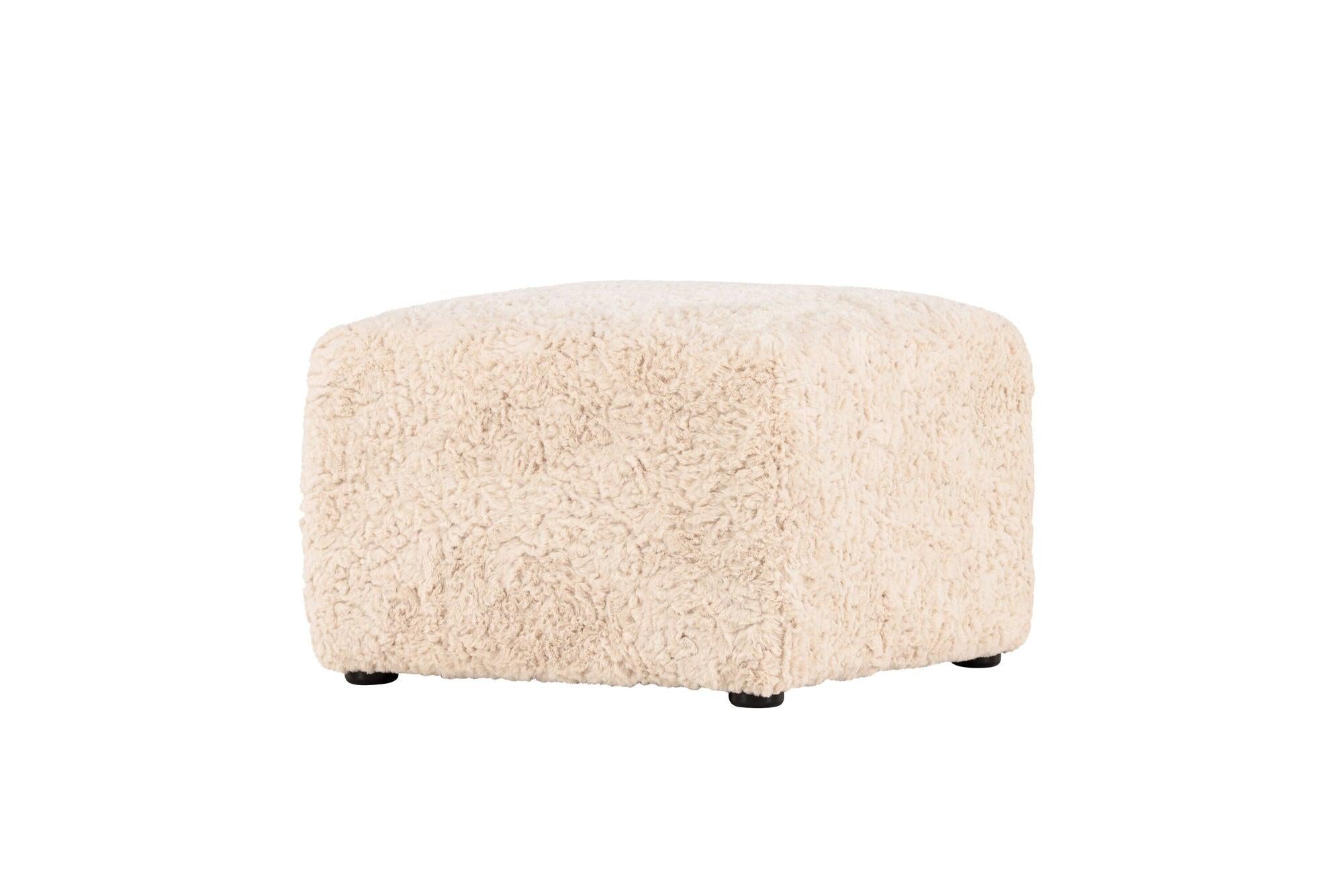 Pouf Polsterhocker Frankie 50*50cm aus Kunstfell - BeigePolsterhocker