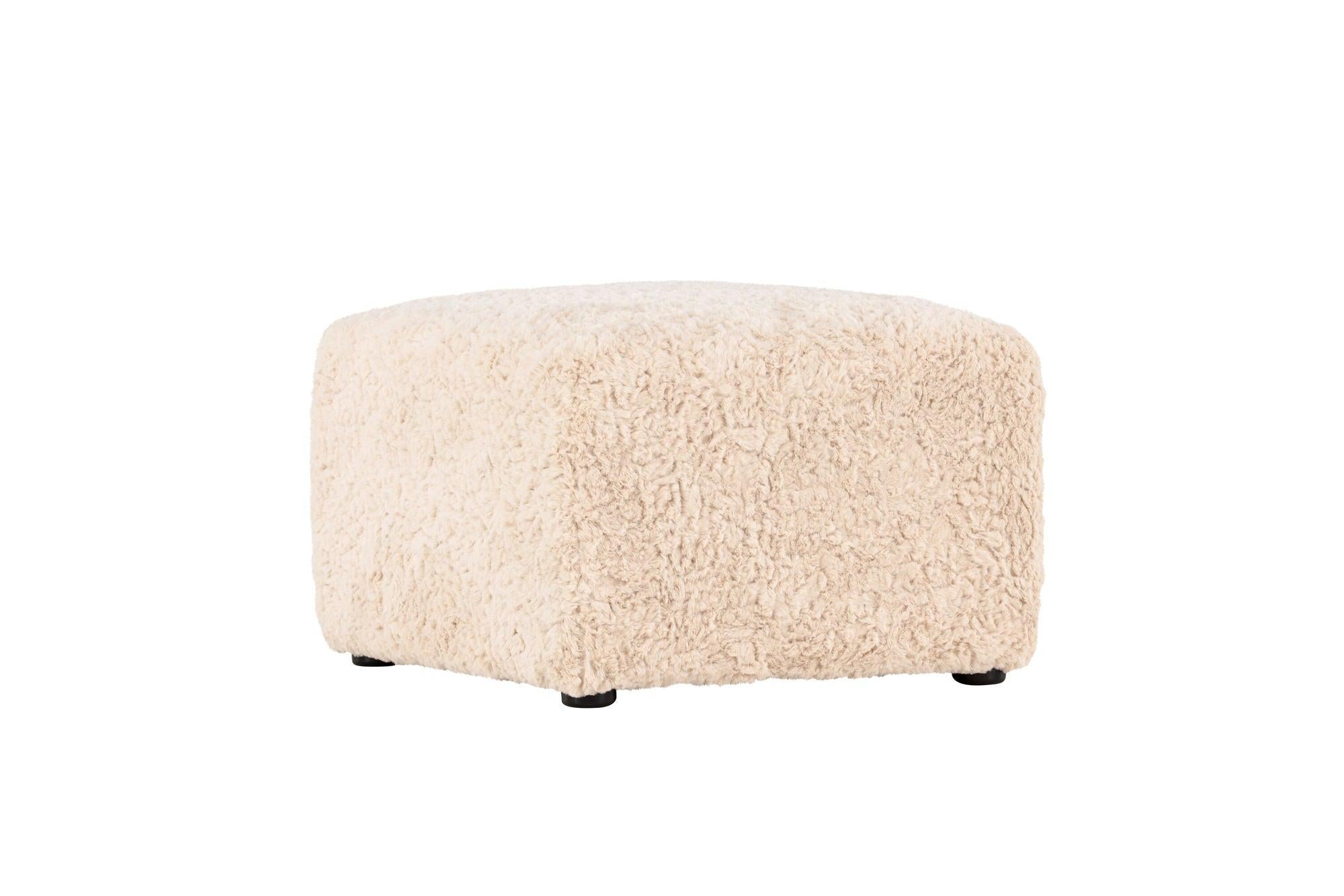 Pouf Polsterhocker Frankie 50*50cm aus Kunstfell - BeigePolsterhocker