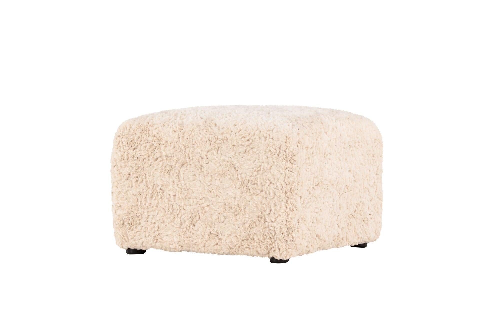 Pouf Polsterhocker Frankie 50*50cm aus Kunstfell - BeigePolsterhocker
