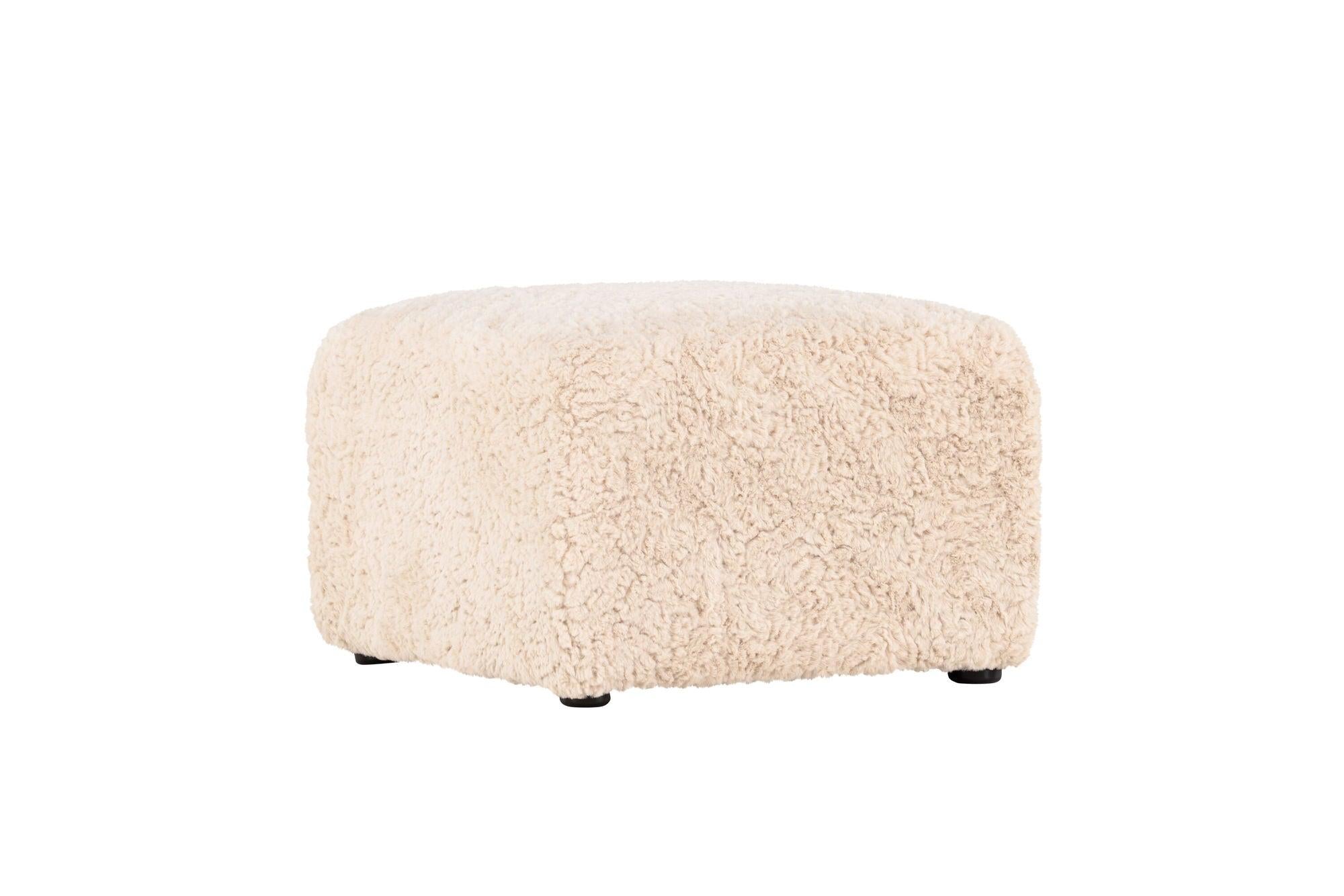 Pouf Polsterhocker Frankie 50*50cm aus Kunstfell - BeigePolsterhocker