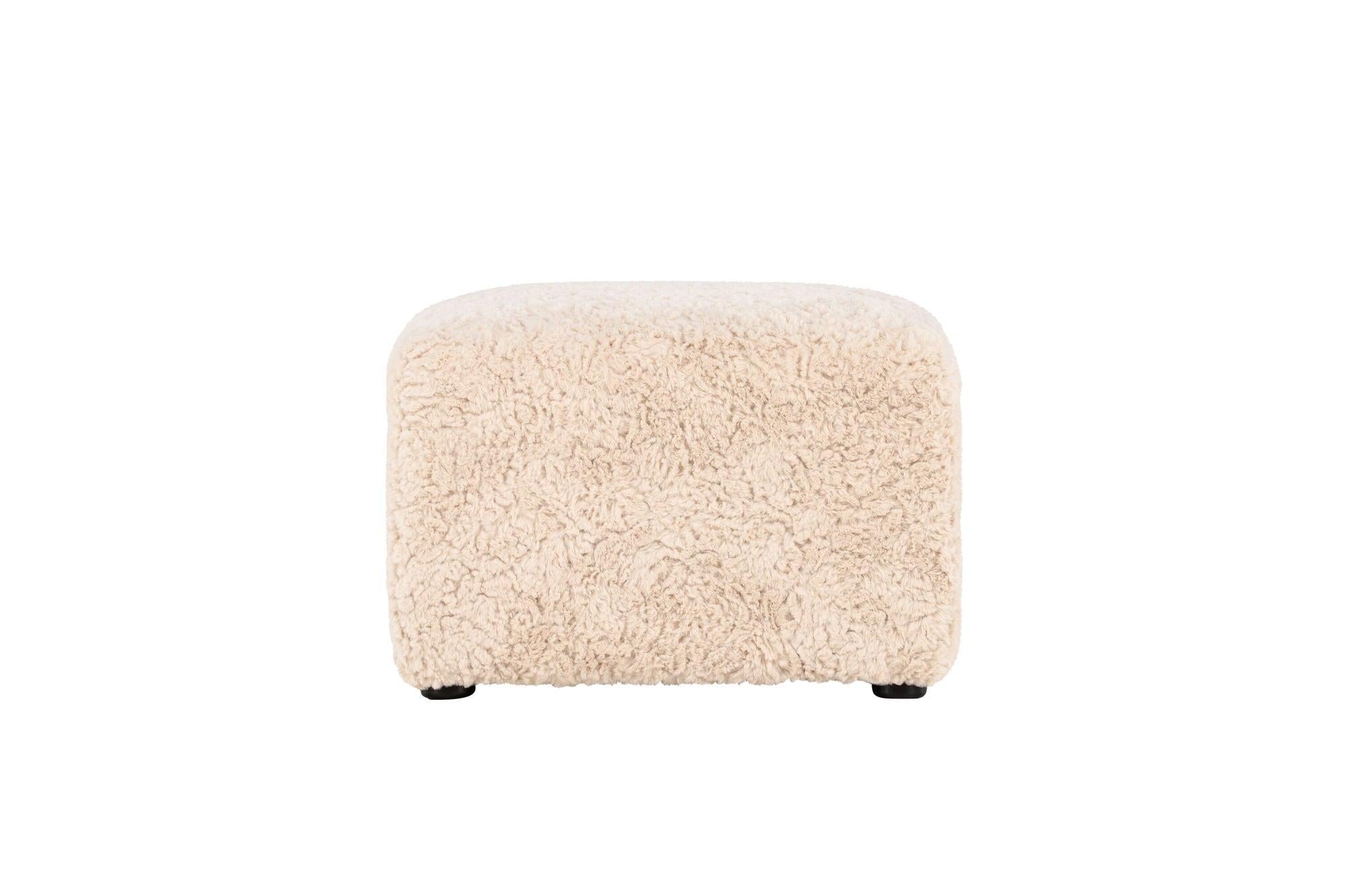 Pouf Polsterhocker Frankie 50*50cm aus Kunstfell - BeigePolsterhocker