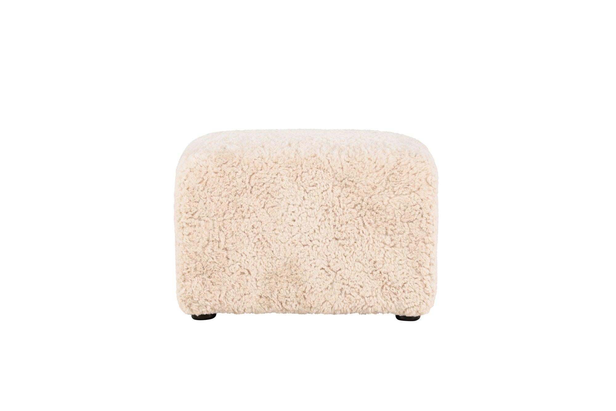 Pouf Polsterhocker Frankie 50*50cm aus Kunstfell - BeigePolsterhocker