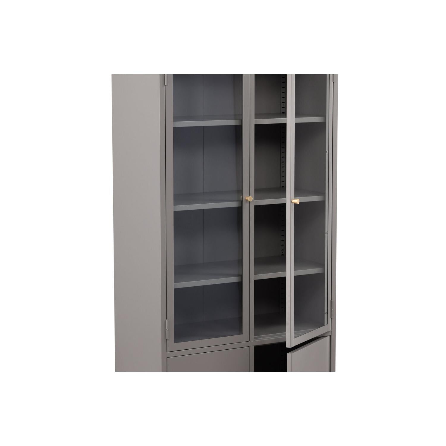 Vitrine Bakal 190cm aus Metall - Hellgrau-Vitrinen-Venture Home-le canapé