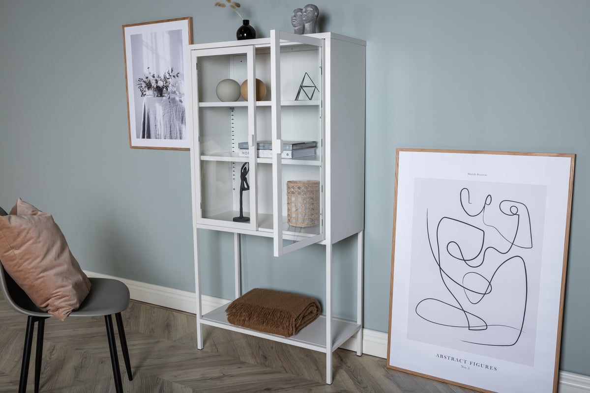 Vitrine Misha 150cm aus Metall mit 2 Glastüren - Weiß-Vitrinen-Venture Home-le canapé