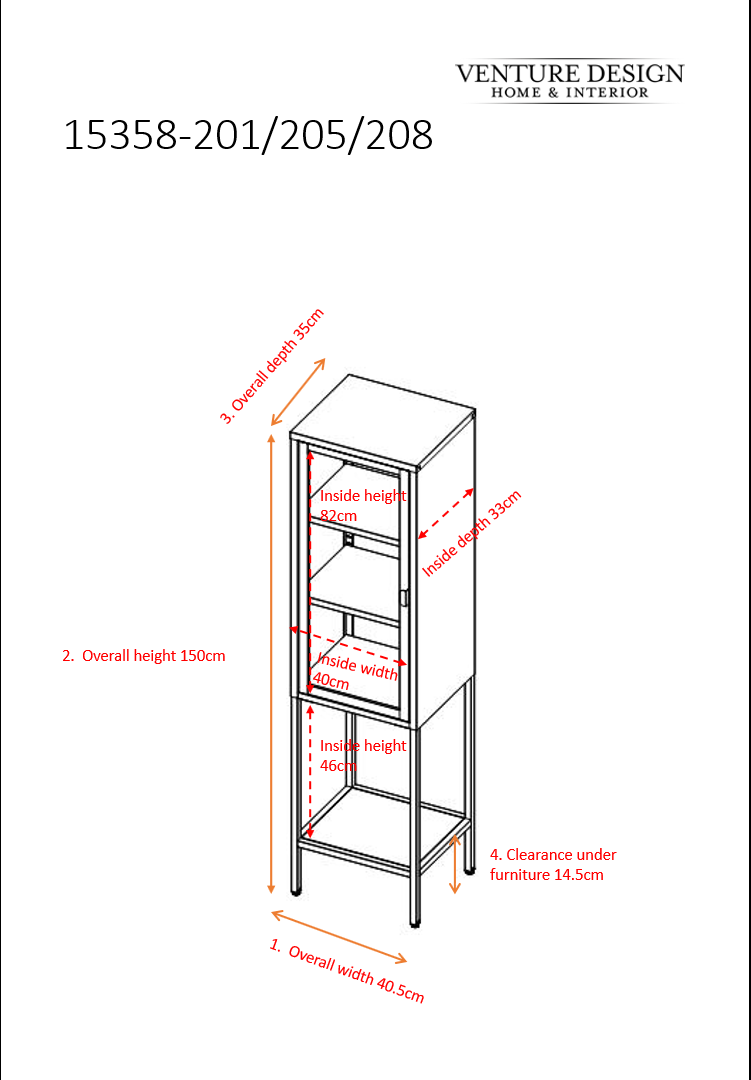 Vitrine Misha 150cm aus Metall mit Glastür - Schwarz-Vitrinen-Venture Home-le canapé