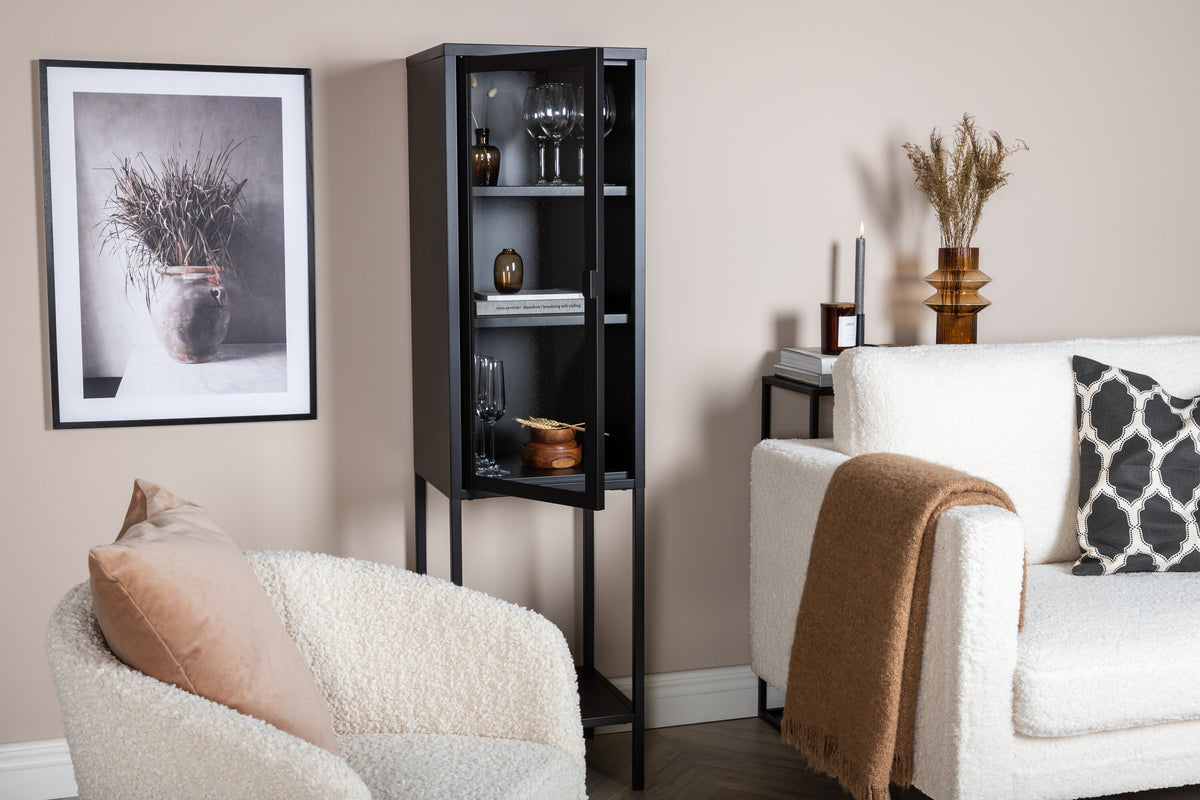 Vitrine Misha 150cm aus Metall mit Glastür - Schwarz-Vitrinen-Venture Home-le canapé