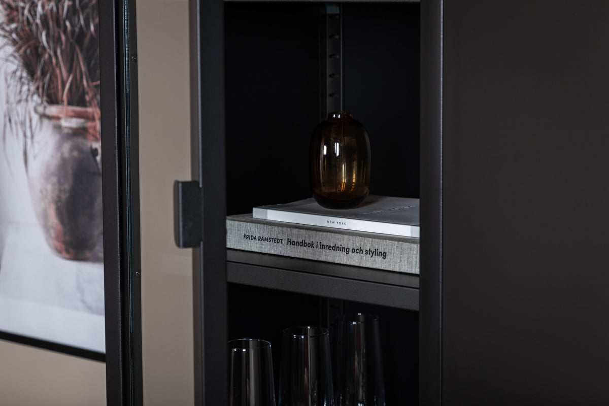 Vitrine Misha 150cm aus Metall mit Glastür - Schwarz-Vitrinen-Venture Home-le canapé