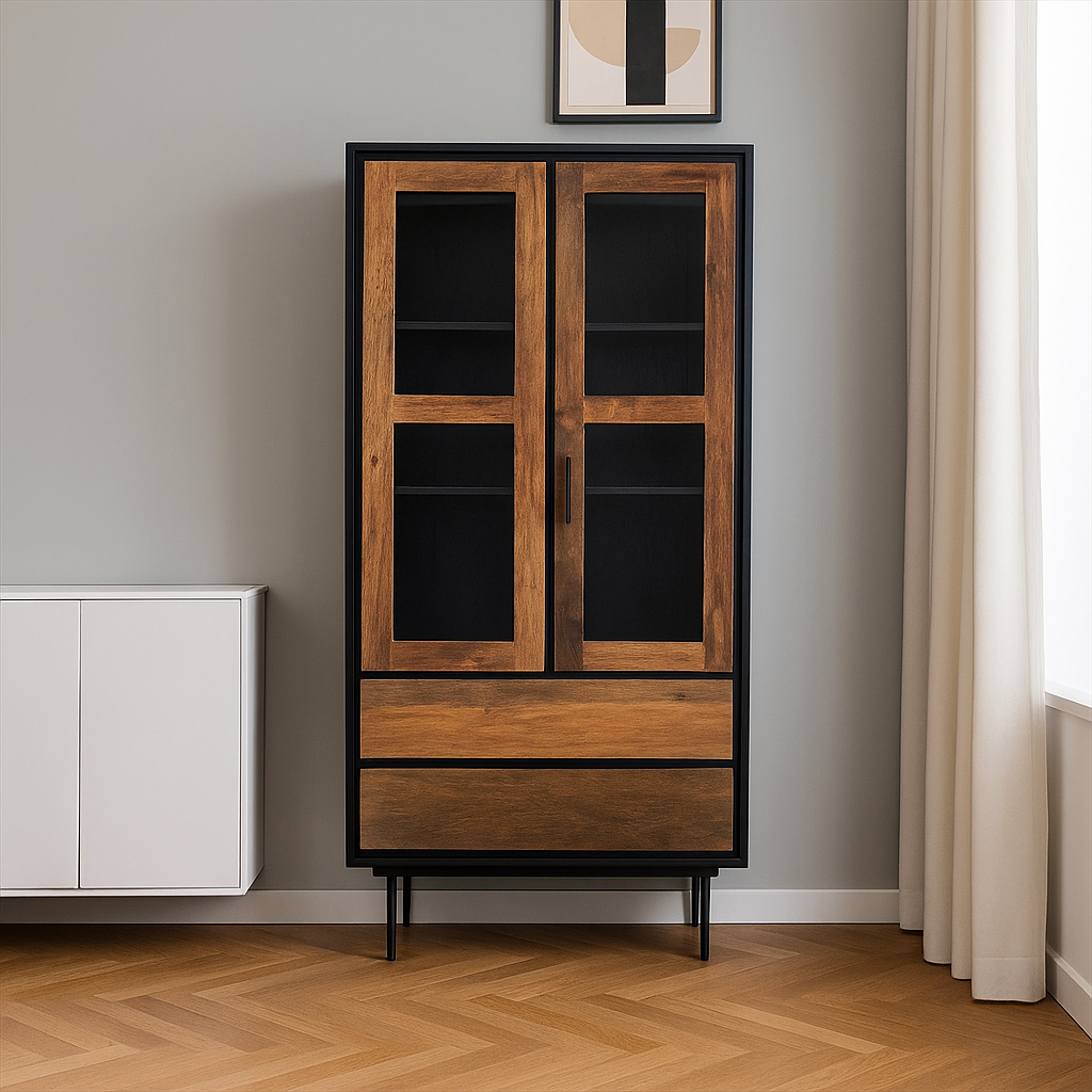 Vitrinenschrank Anayah 180cm - Dunkelbraun-Vitrinen-Benoa-le canapé